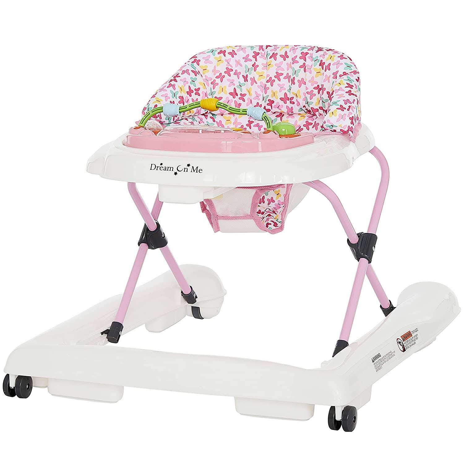2-in-1 Ava Baby Walker, Easy Convertible Baby Walker, Walk Behind, Height Adjustable Seat, Added Back Support, Detachable Slate, Spring Pink
