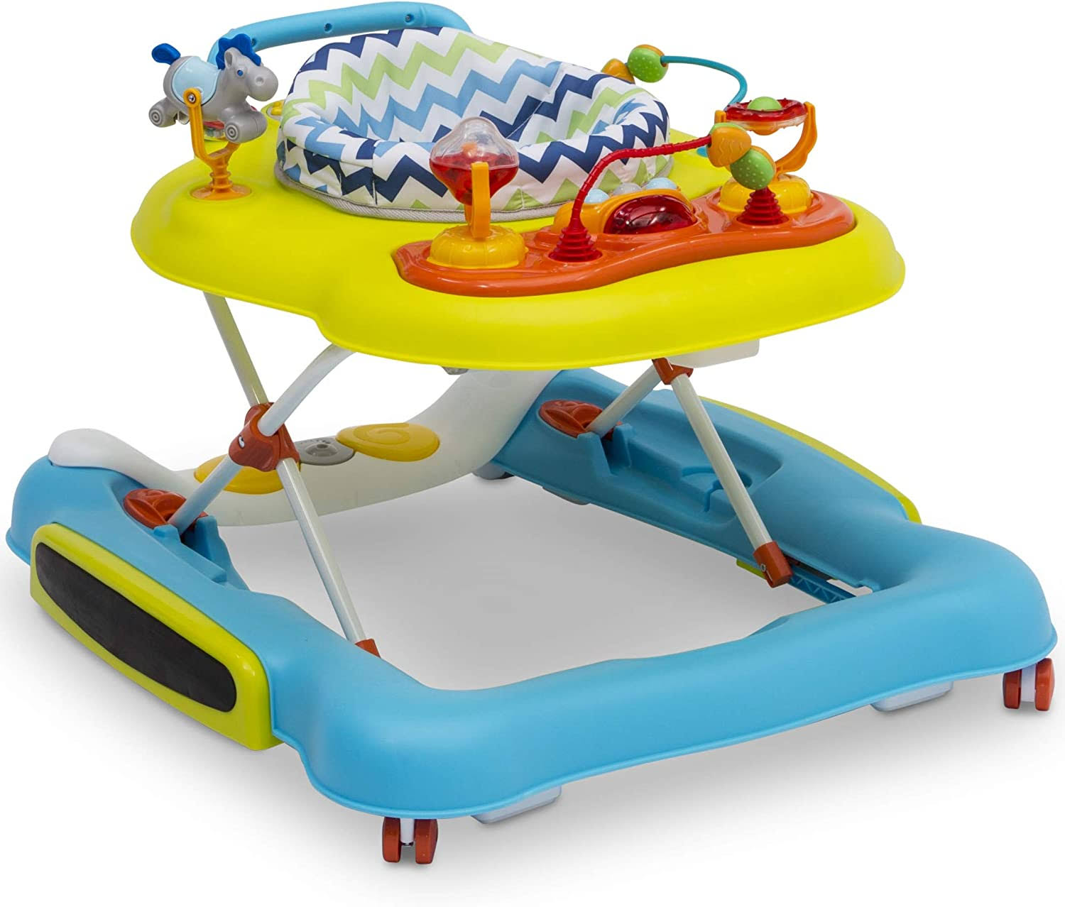 4-in-1 Discover   Play Musical Walker   Features 360 Degree Swivel Seat, Rocker and Walker Mode, Step-to-Play Music, Machine-Washable Seat, Blue/Green