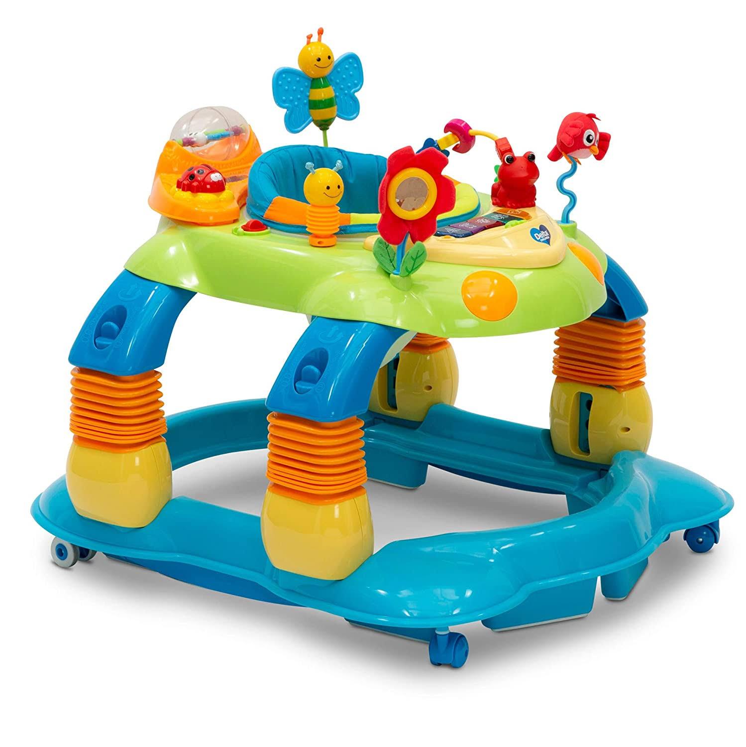Lil Play Station 4-in-1 Activity Walker   Rocker, Activity Center, Bouncer, Walker   Adjustable Seat Height   Fun Toys for Baby, Blue