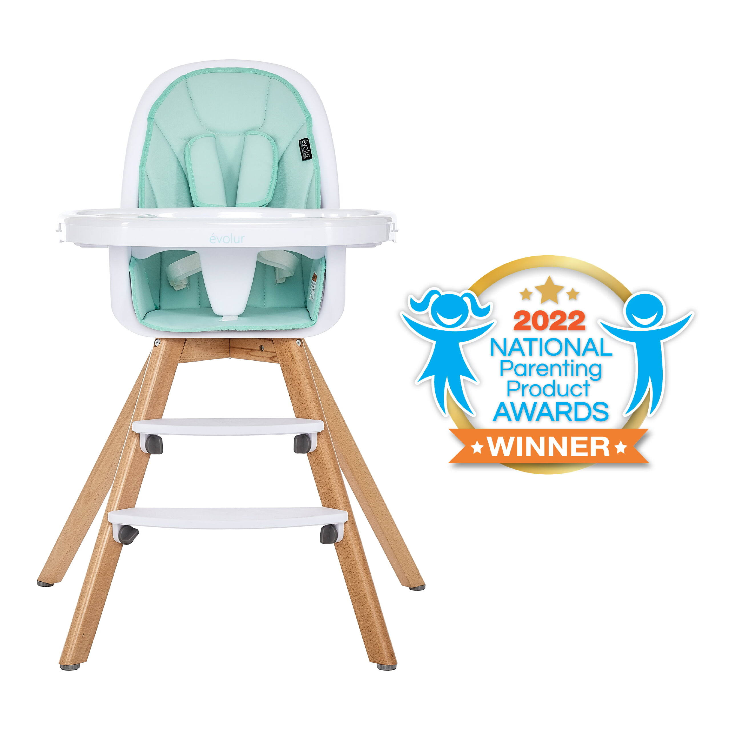 Zoodle 3-in-1 High Chair Booster Feeding Chair with Modern Design, Mint (Model #254)
