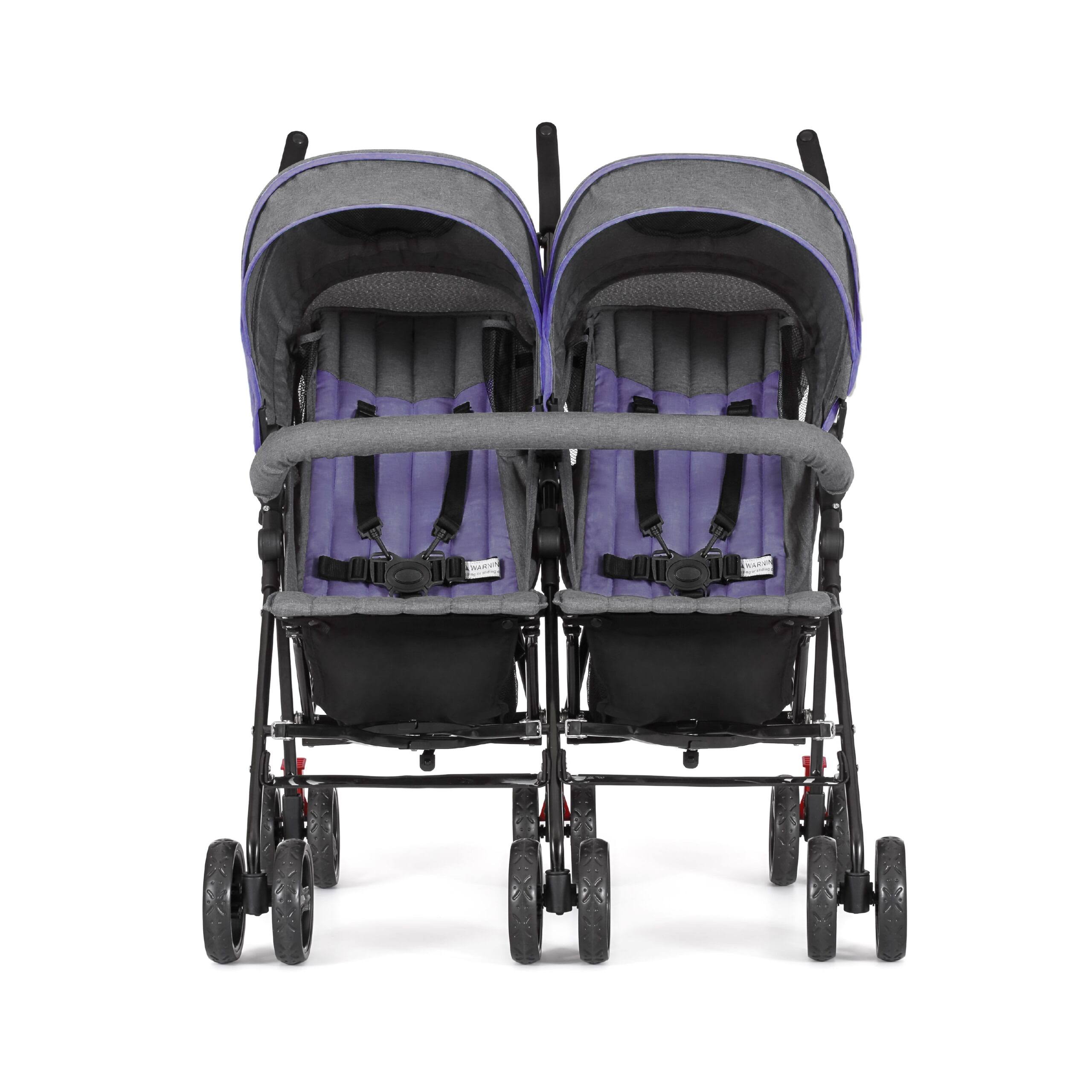 Volgo Twin Umbrella Stroller, Purple and Dark Grey