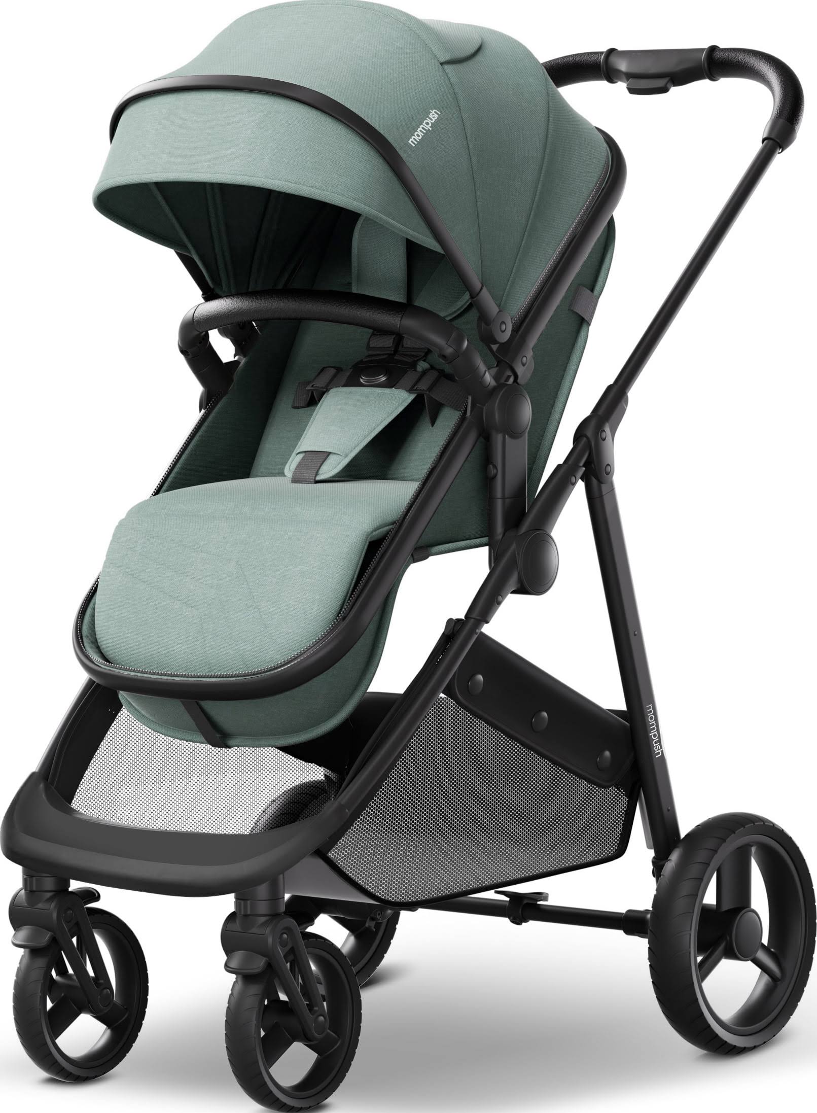 Mompush Wiz 2-in-1 Baby Stroller with Bassinet Mode, Reversible Seat and Large Canopy, Sage, Unisex