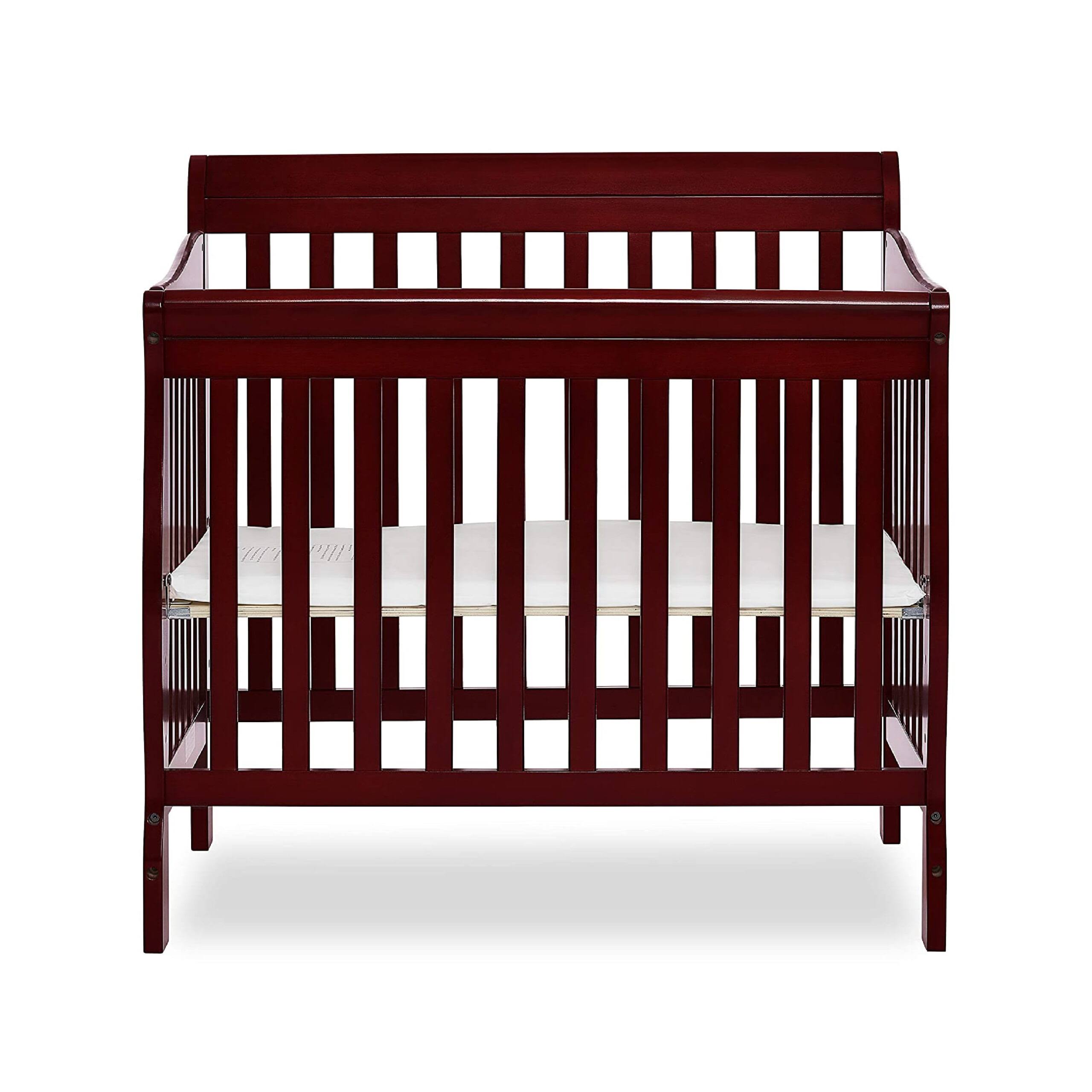 Aden 4-in-1 Convertible Mini Crib In Cherry, Greenguard Gold Certified