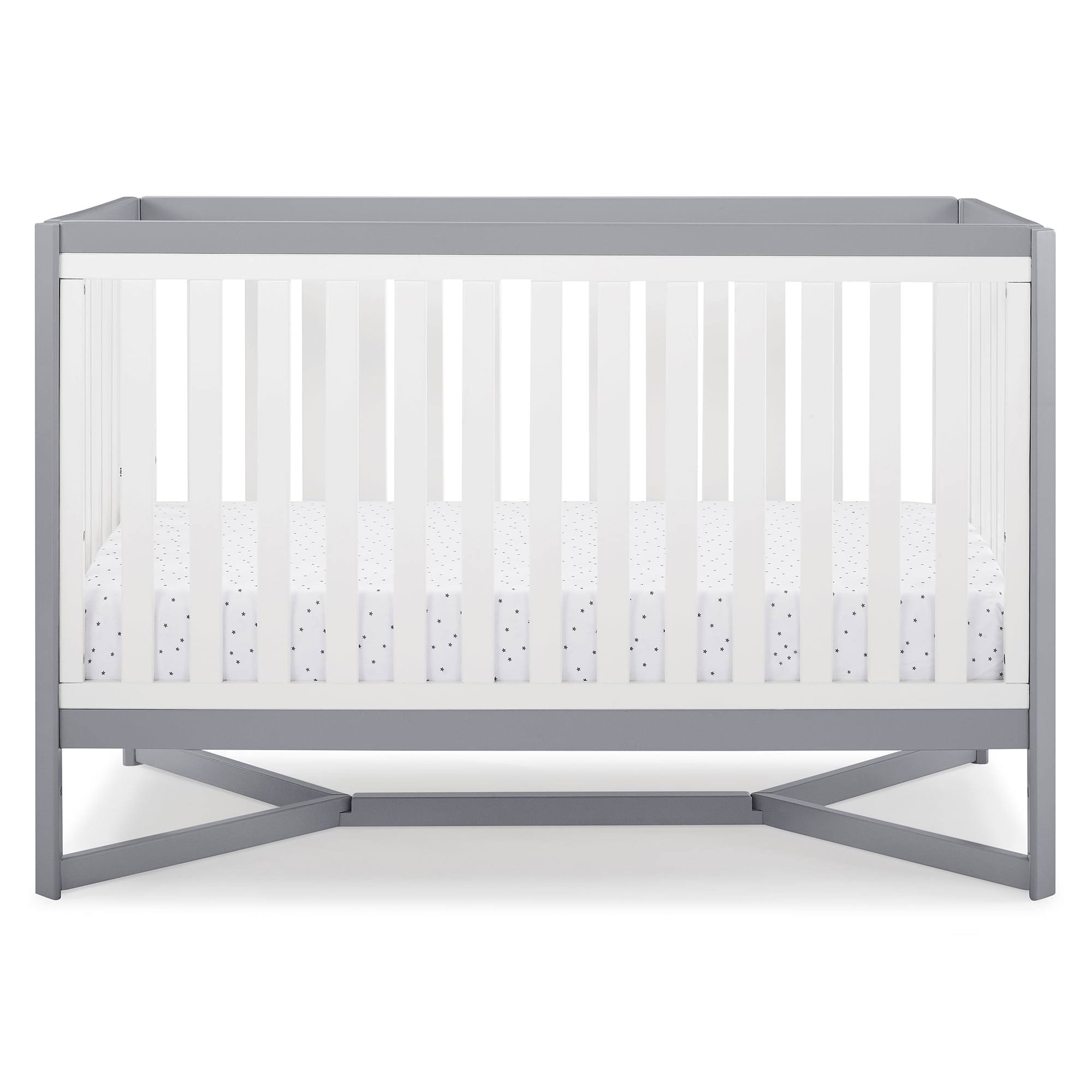 Tribeca 4-in-1 Convertible Baby Crib, Greenguard Gold Certified, White/Grey