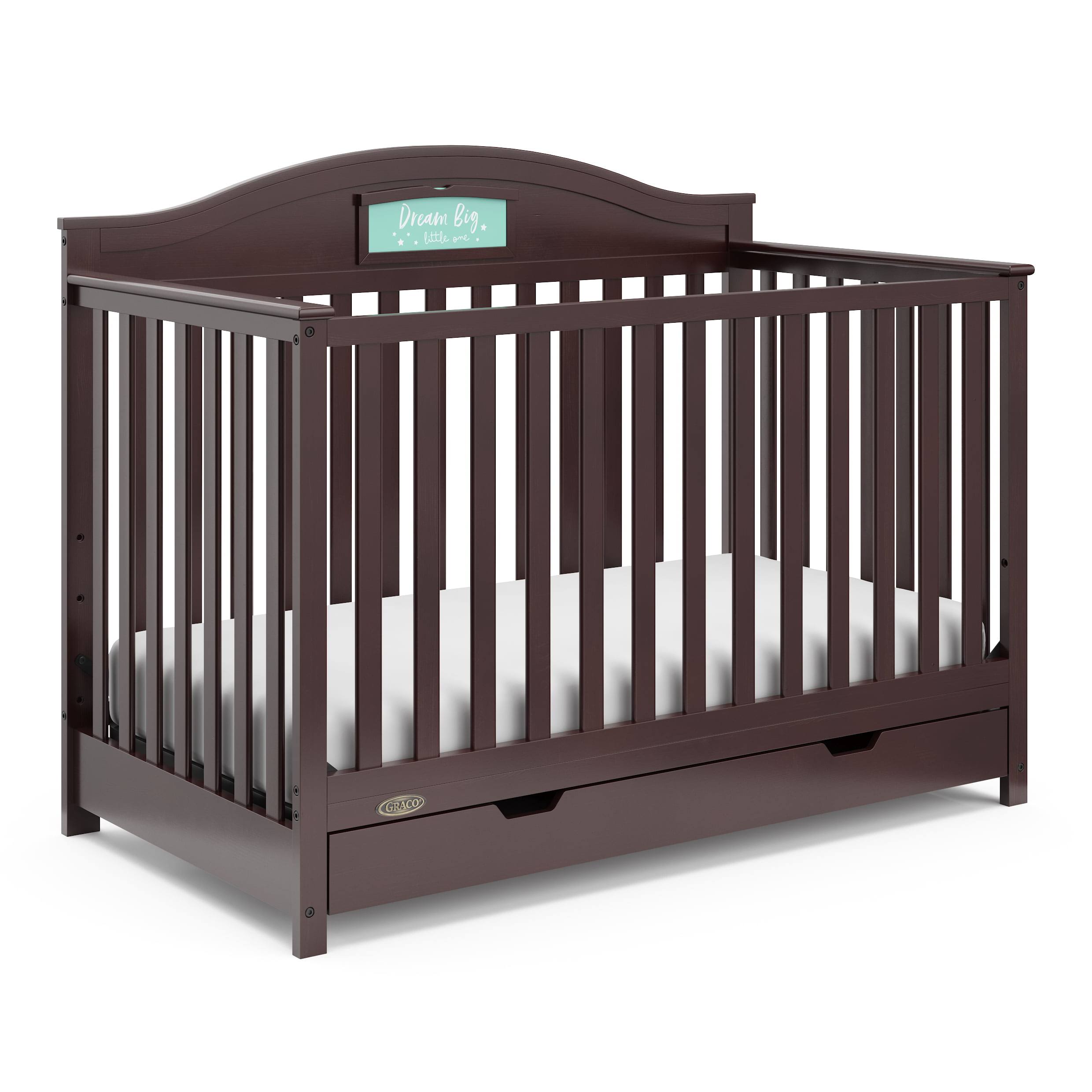 Story 5-in-1 Convertible Baby Crib with Drawer, Espresso
