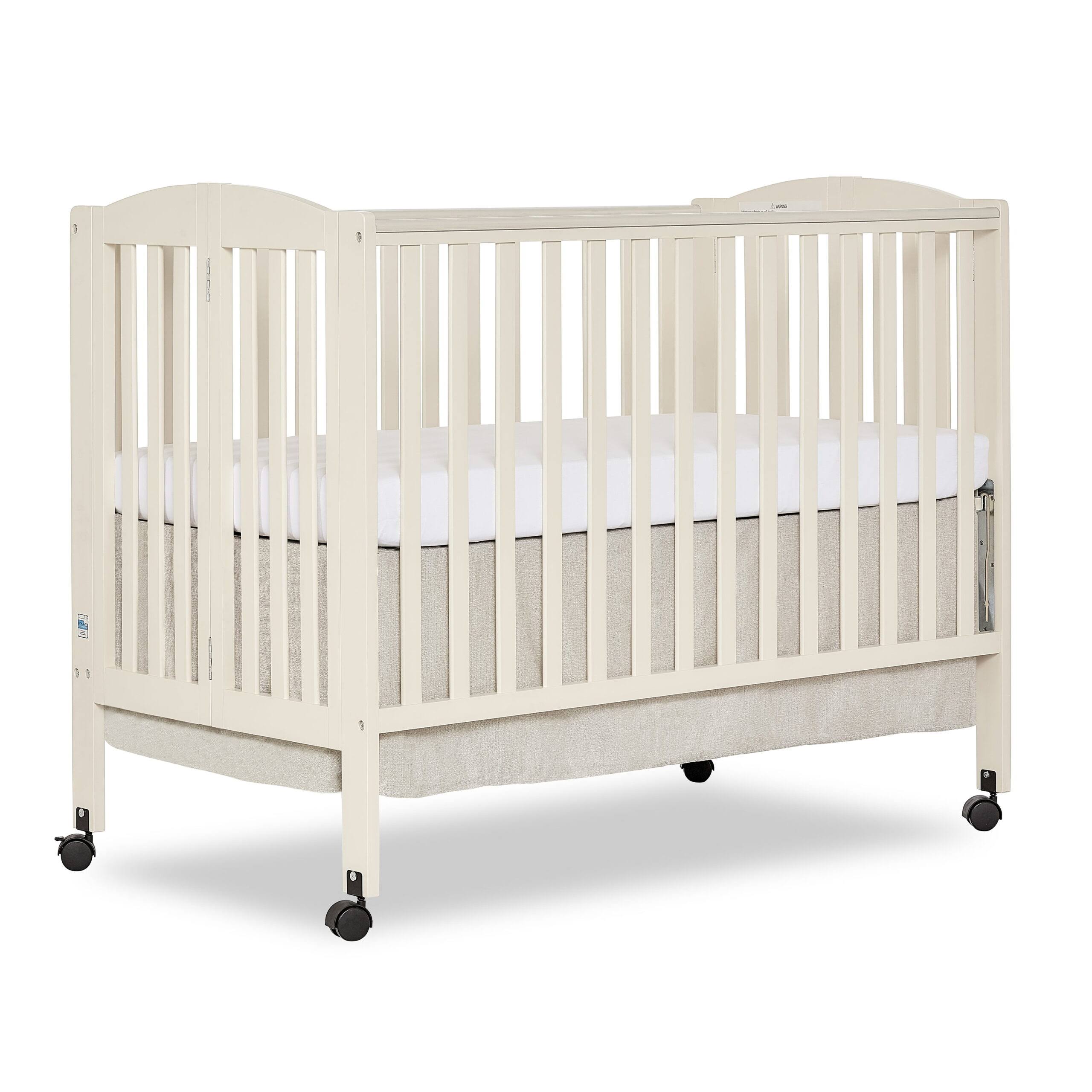 2-in-1 Folding Full-Size Crib, French White