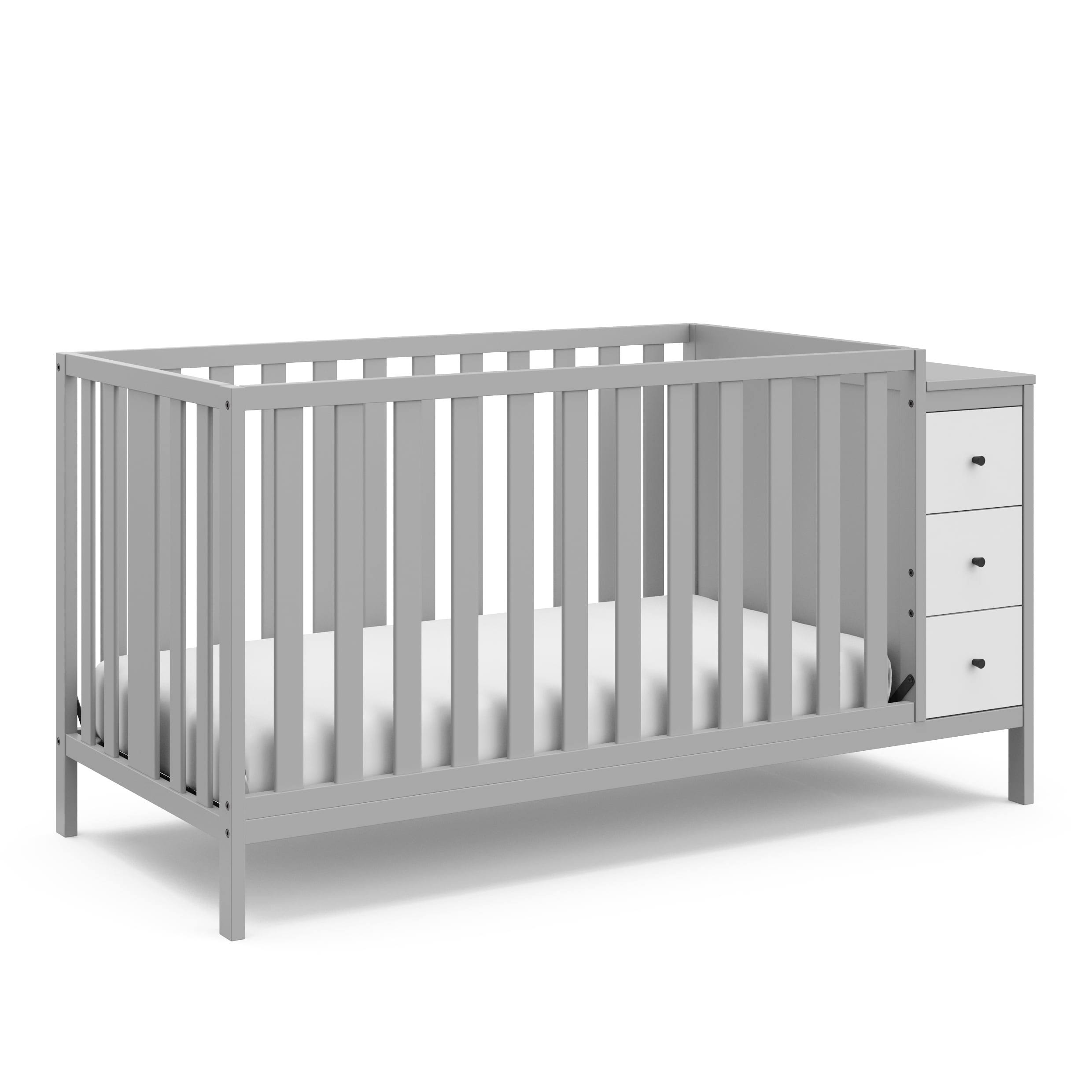 Storkcraft Malibu 3-in-1 Convertible Baby Crib, Pebble Gray with White