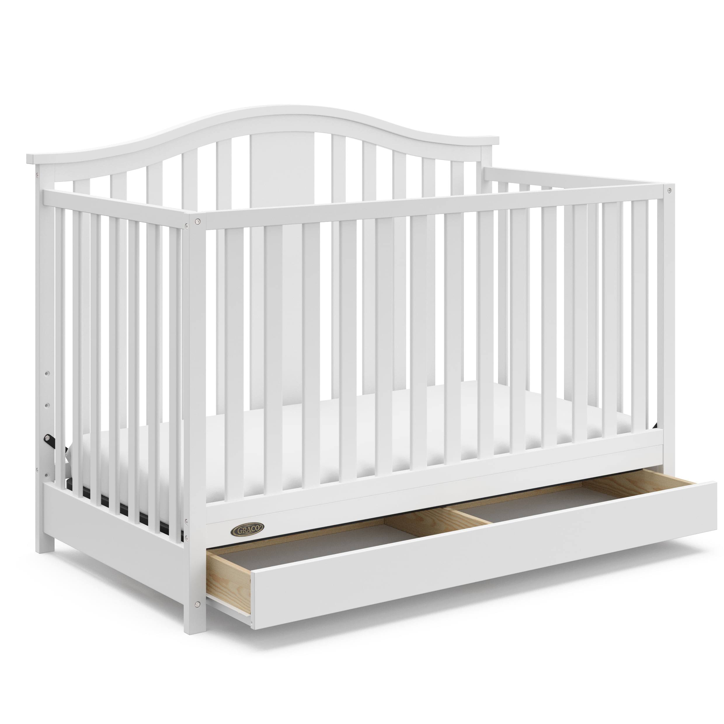 Solano 5-in-1 Convertible Baby Crib with Drawer, White