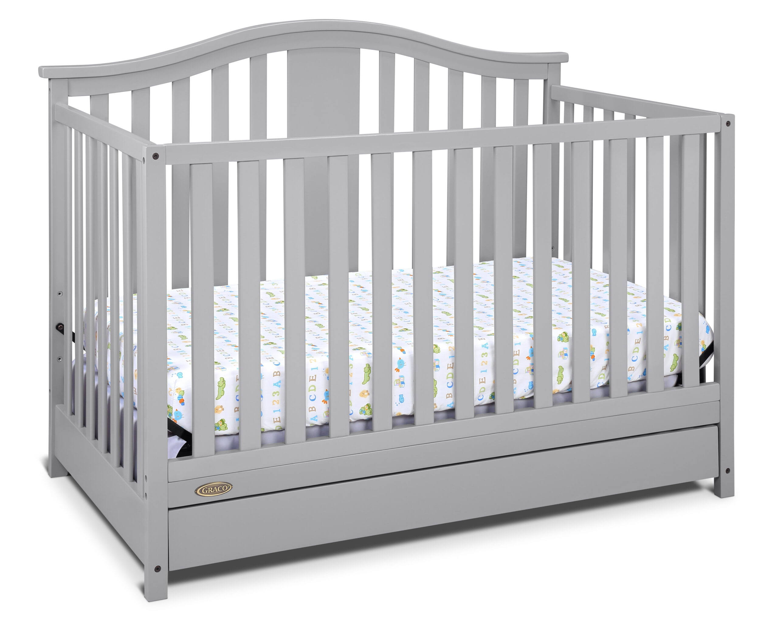 Solano 5-in-1 Convertible Baby Crib with Drawer, Pebble Gray