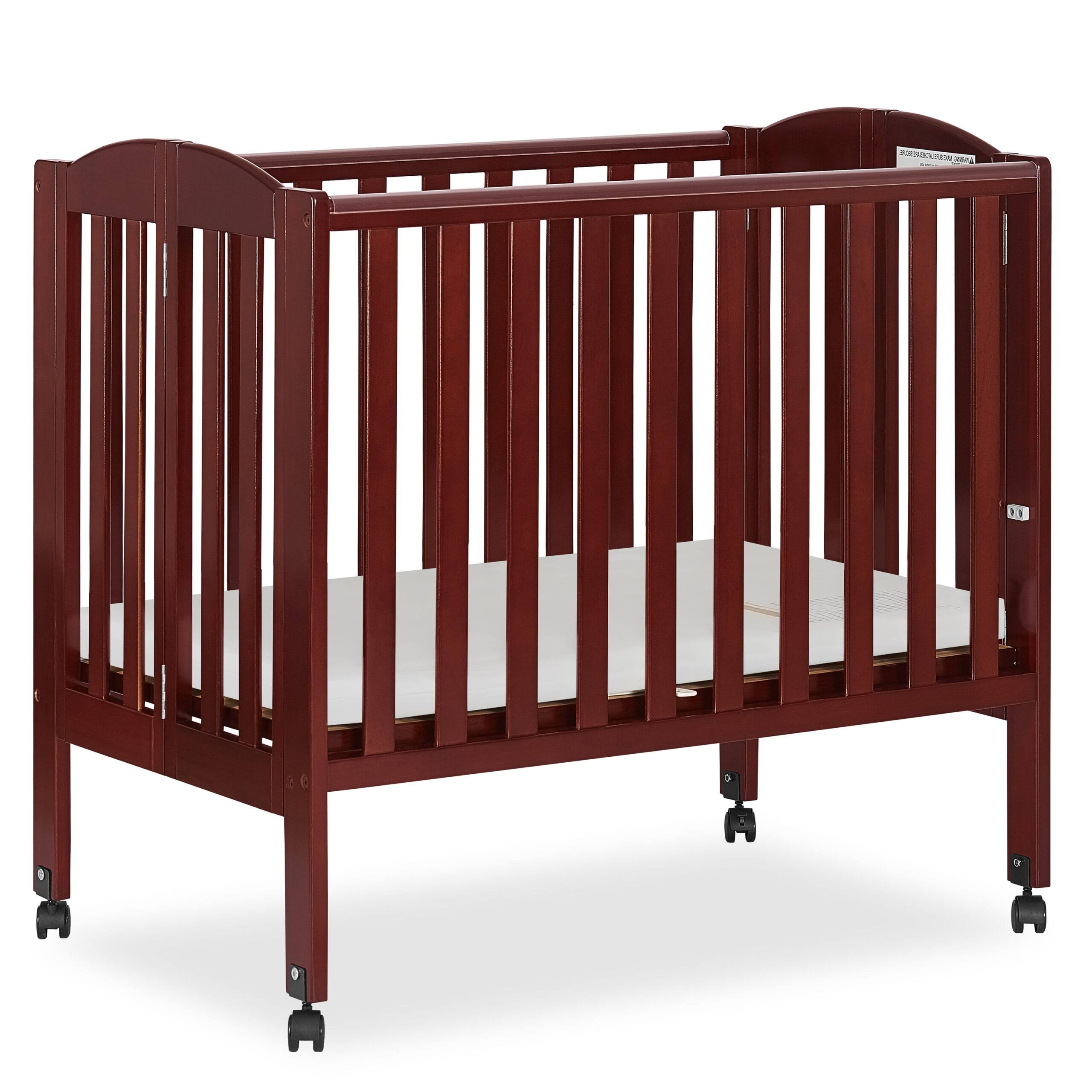 2-in-1 Folding Portable Mini Crib, Cherry