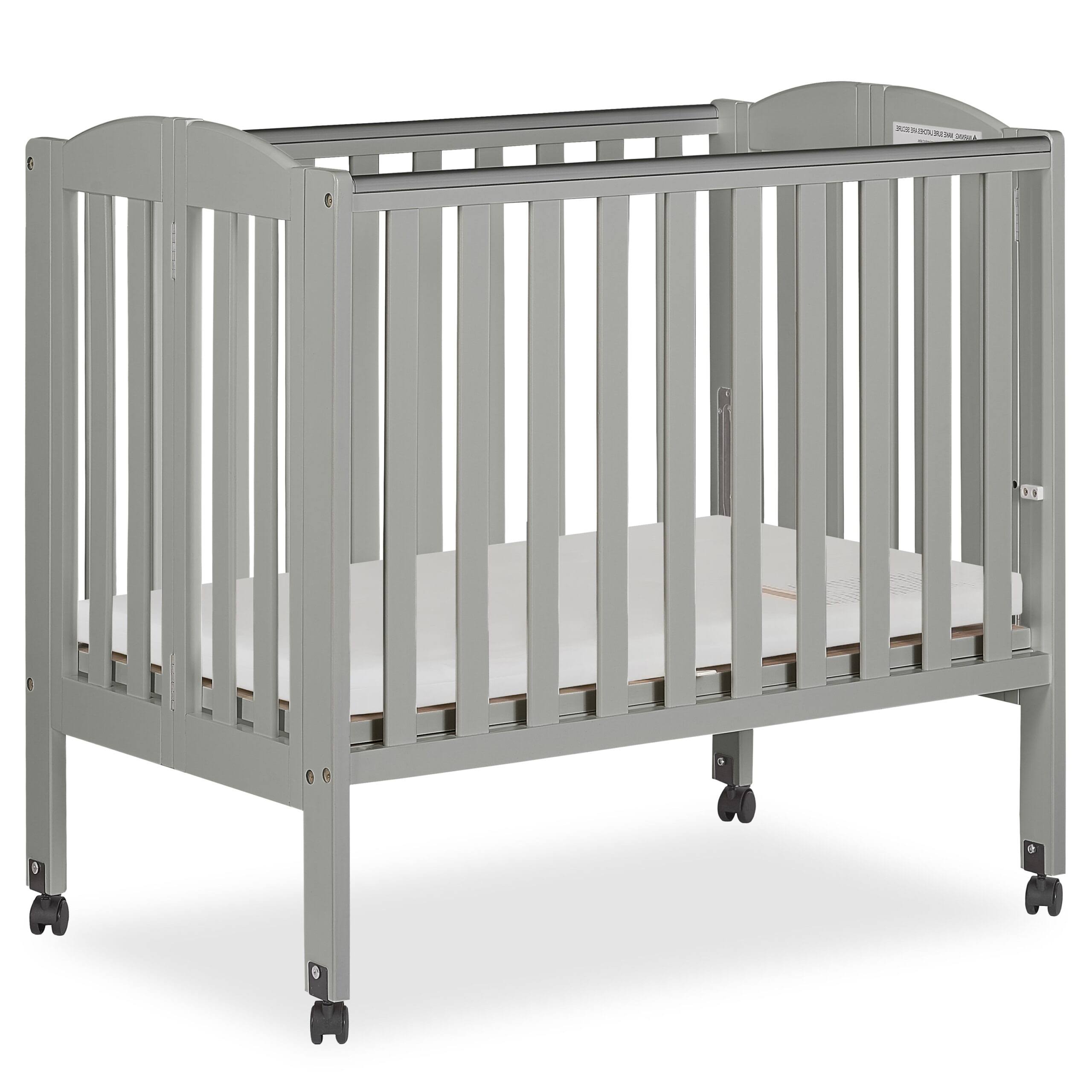 2-in-1 Folding Portable Mini Crib, Cool Grey