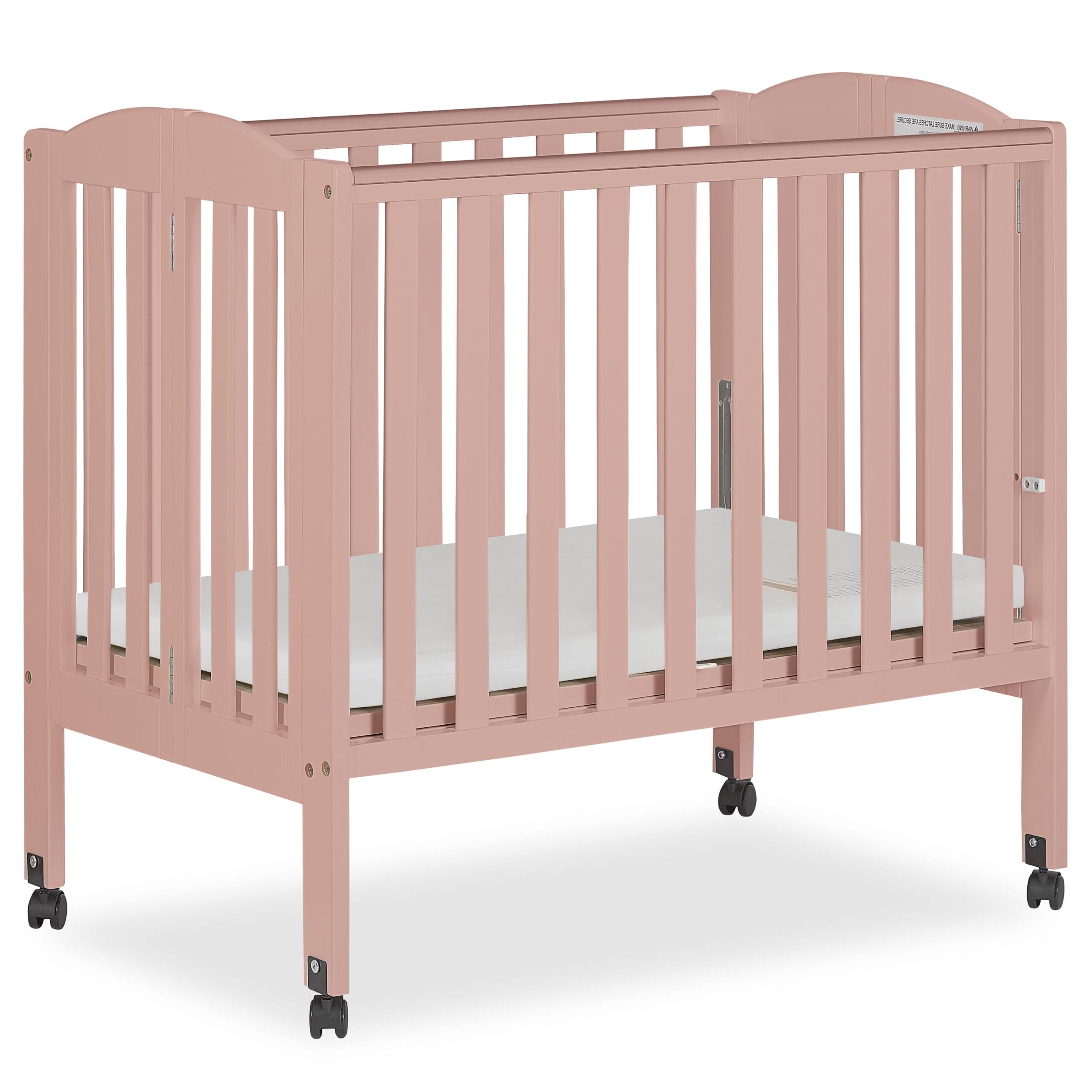 2-in-1 Folding Portable Mini Crib, Dusty Pink