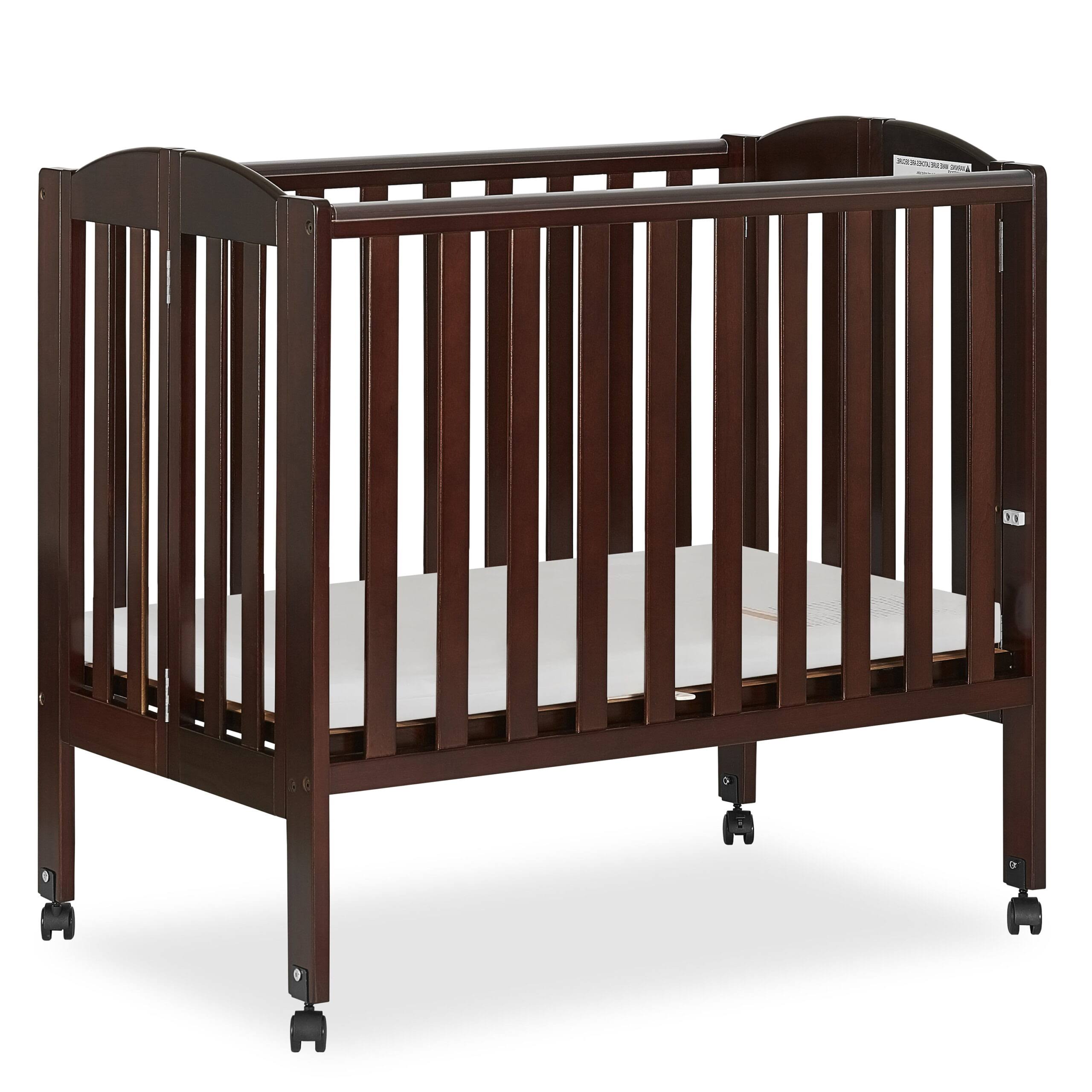 , 2 in 1 Folding Portable Crib Espresso