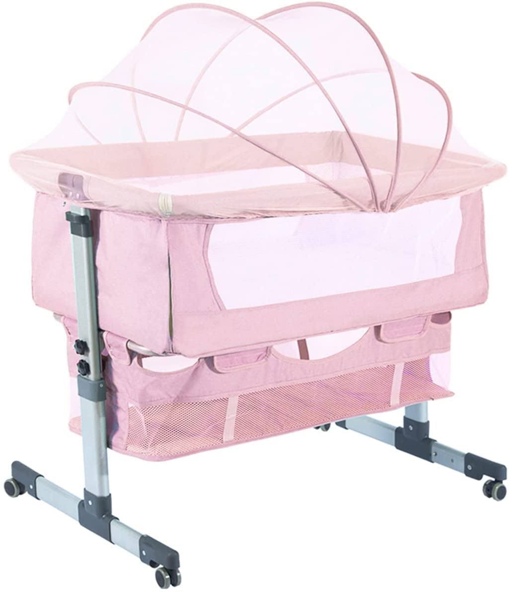 Lamberia 3 in 1 Bassinet for Baby, Easy Folding Sleeper with Mattress Included, Baby Girl (Pink)