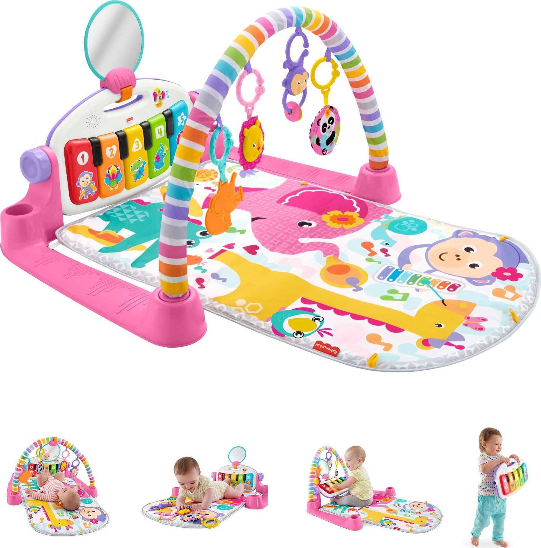 Deluxe Kick   Play Piano Gym Baby Playmat with Electronic Learning Toy, Pink