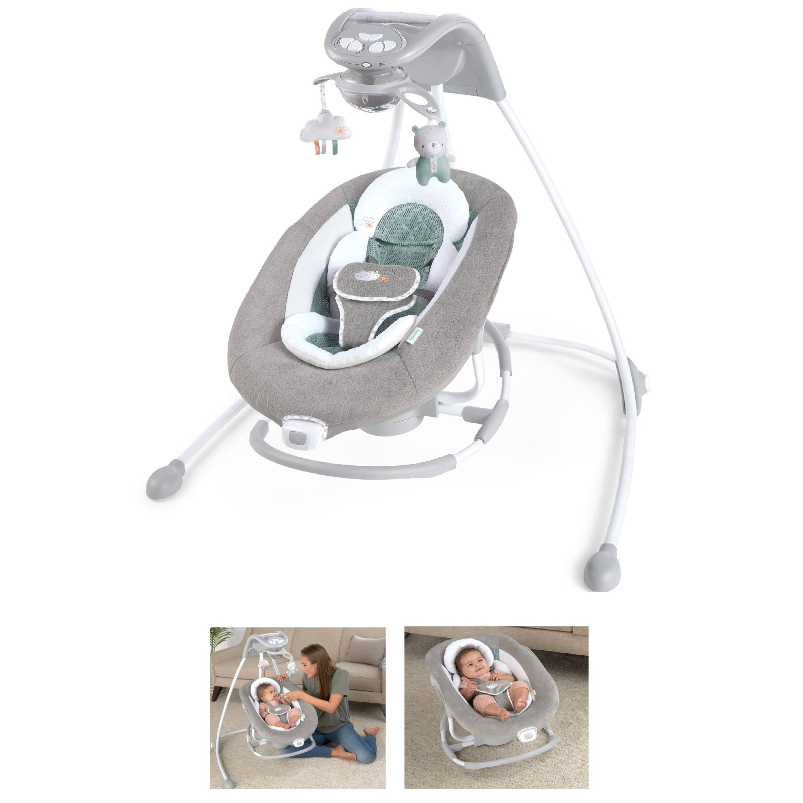 InLighten 2-in-1 Baby Swing   Rocker Cool Mesh, Vibrations   Lights   Pemberton (Unisex)