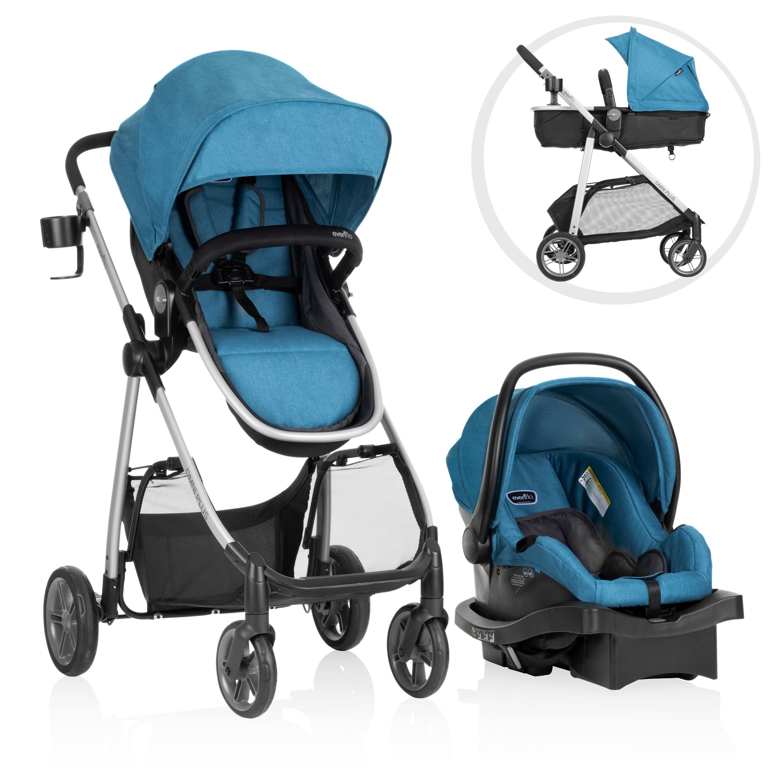 Omni Plus Modular Travel System with LiteMax Sport Rear-Facing Infant Car Seat, Tazi Blue