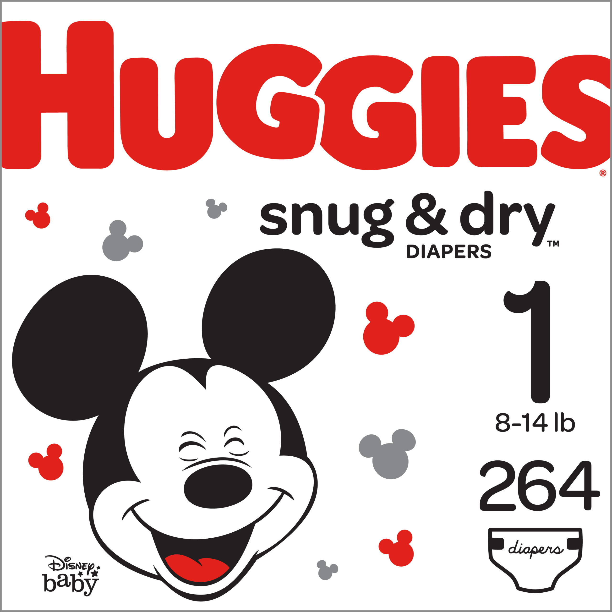 Little Snugglers Baby Diapers, 264 Ct, Size 1 (8-14 lb)