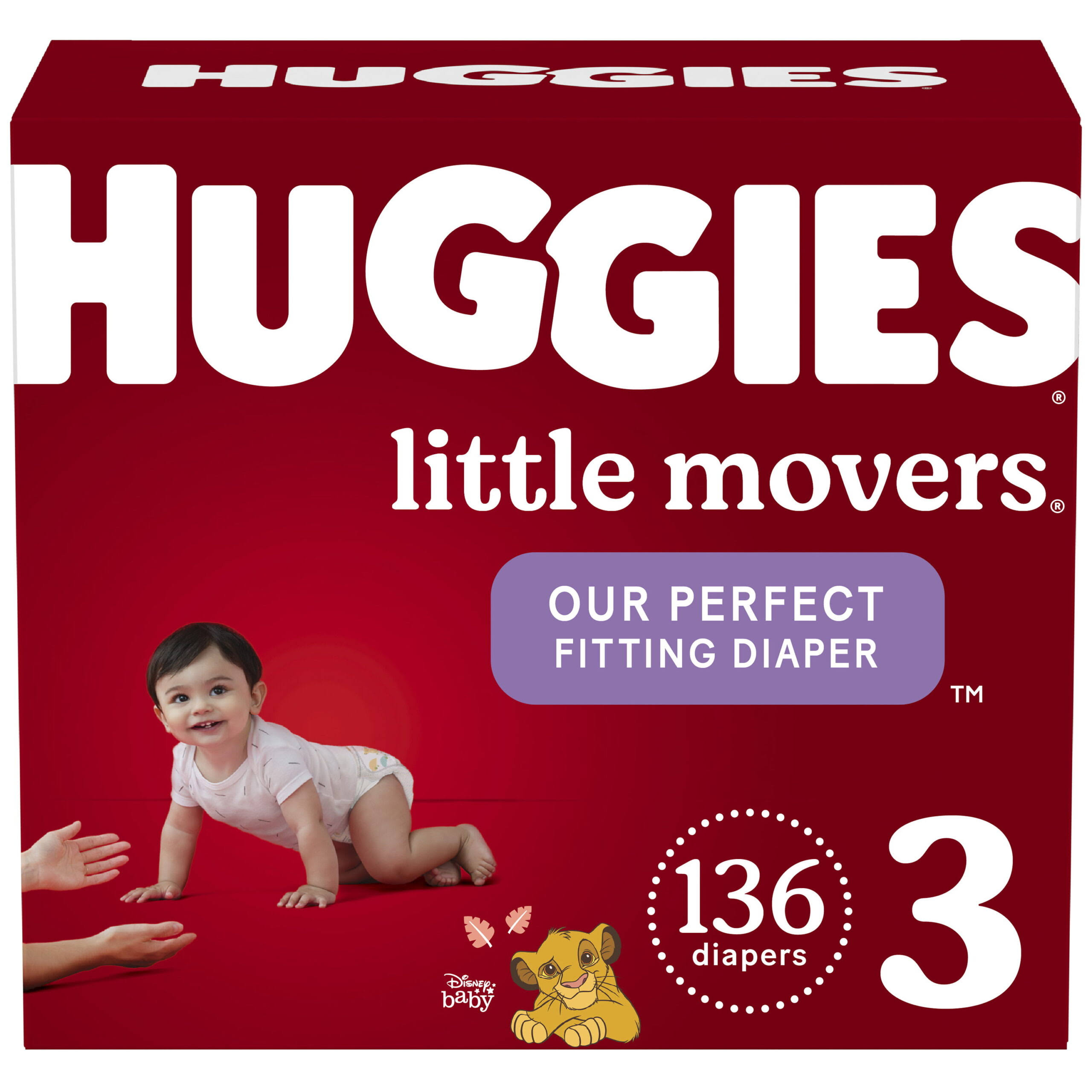 Little Movers Baby Diapers, 136 Ct, Size 3 (16-28 lbs)