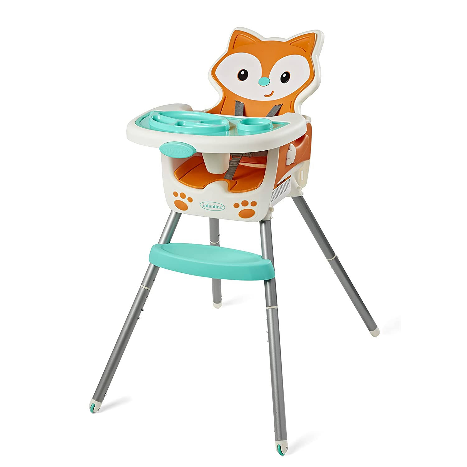 Grow-with-Me 4-in-1 Convertible High Chair, Fox-Theme, Space-Saving Design, Booster and Toddler Chair, for Infants   Toddlers 3M-36M