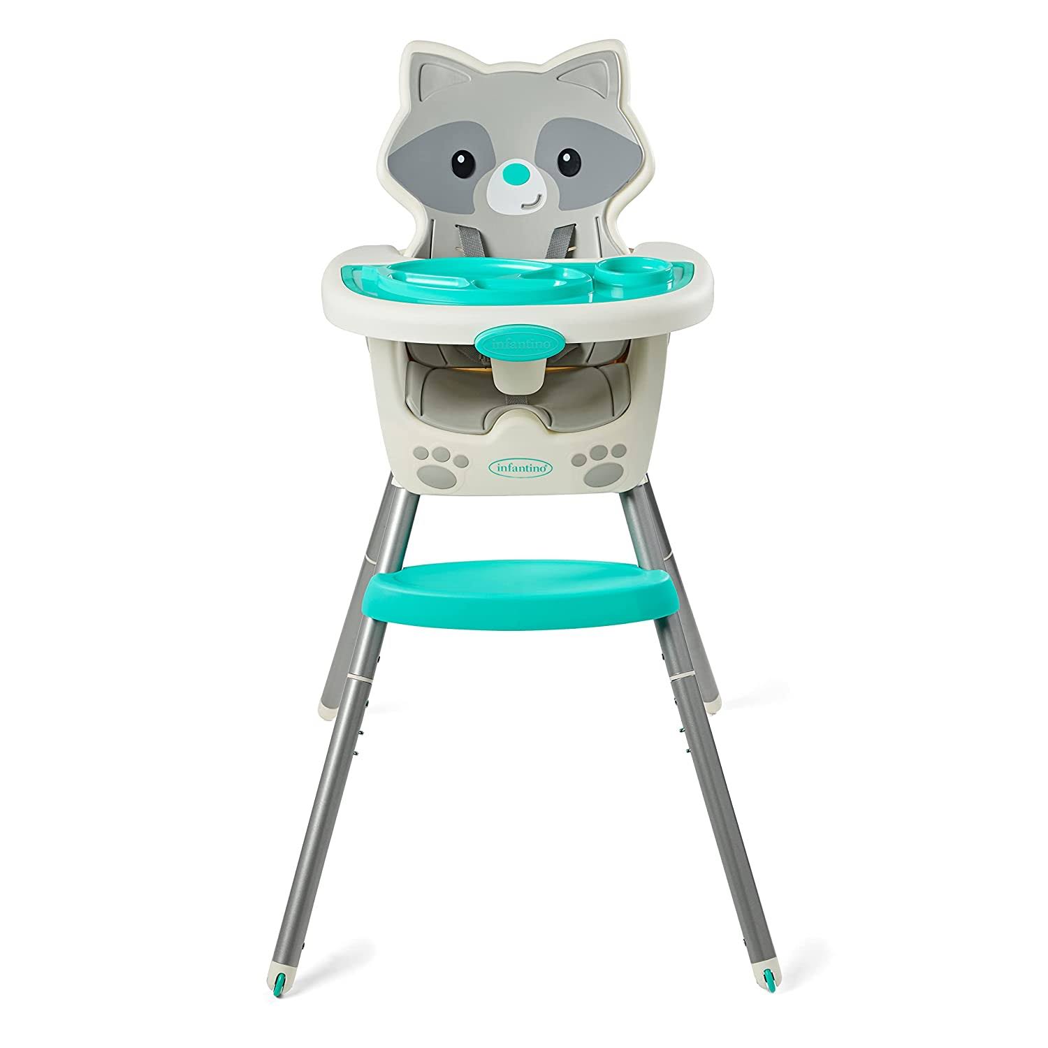 Grow-with-Me 4-in-1 Convertible High Chair, Raccoon-Theme, Space-Saving Design, Booster and Toddler Chair, for Infants   Toddlers 3M-36M