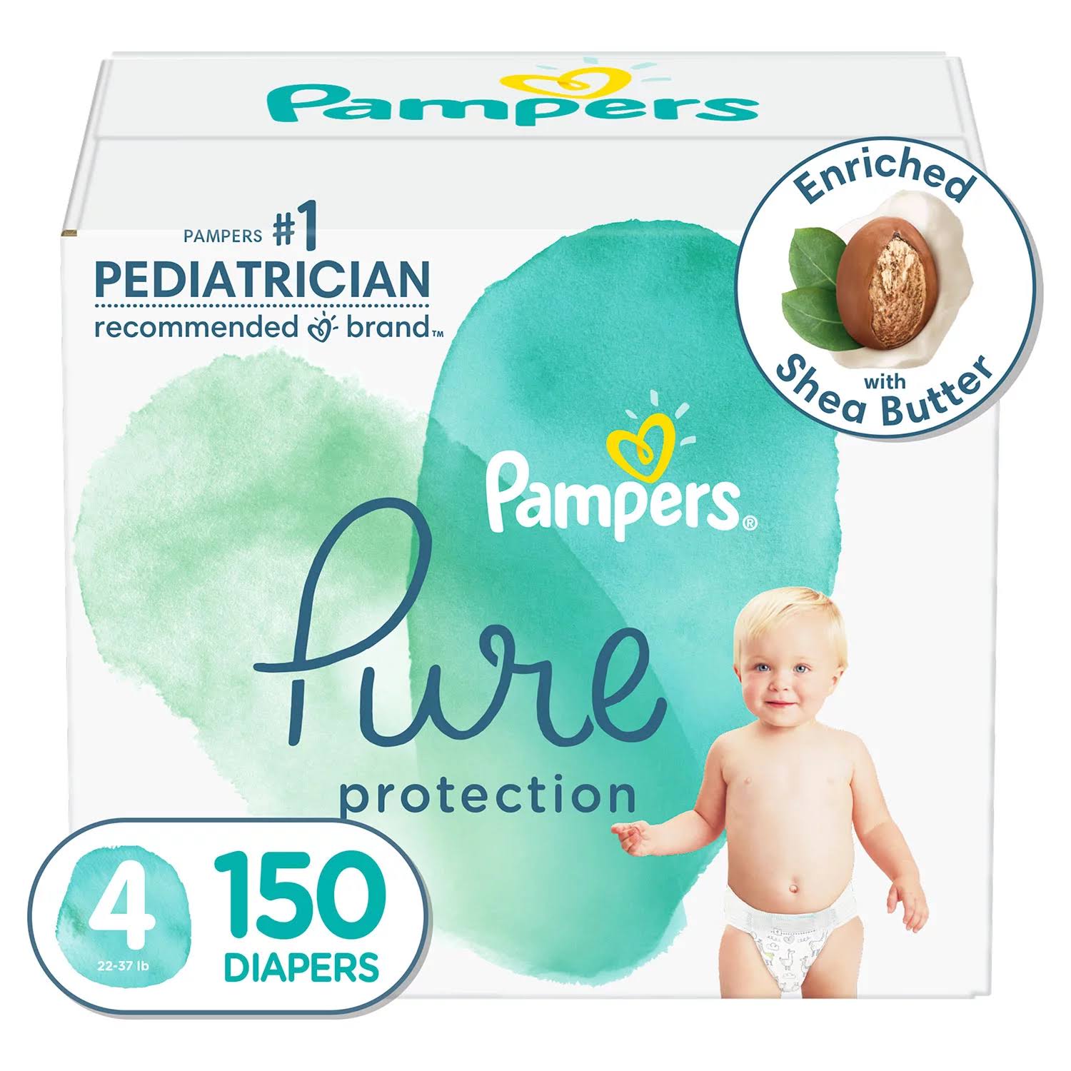 Diapers Size 4, 150 Count   Pampers Pure Protection Hypoallergenic Disposable Baby Diapers for Sensitive Skin, Fragrance Free, (Packaging May Vary)
