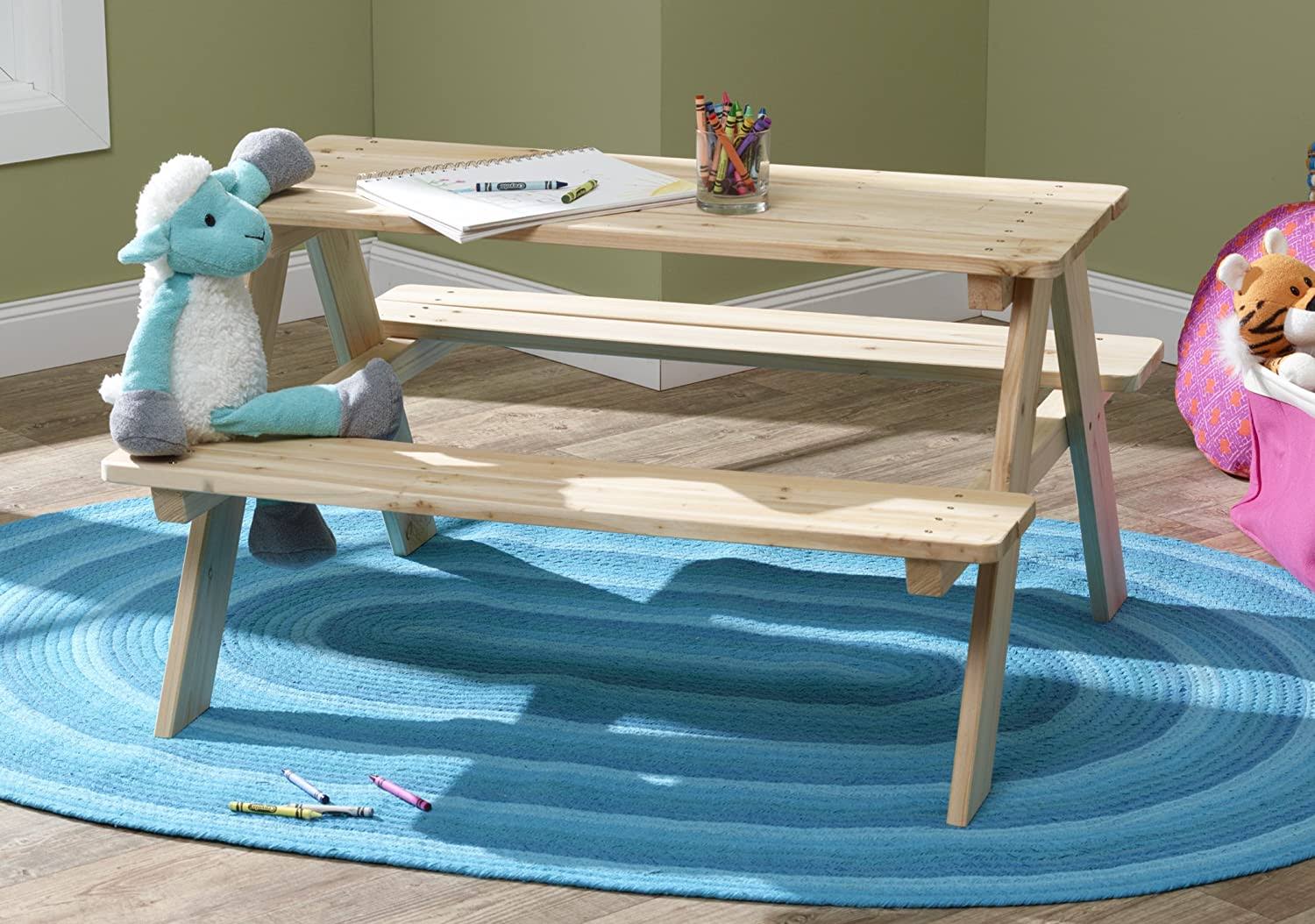 Merry Garden Kids Wooden Picnic Bench Outdoor Patio Dining Table, Natural