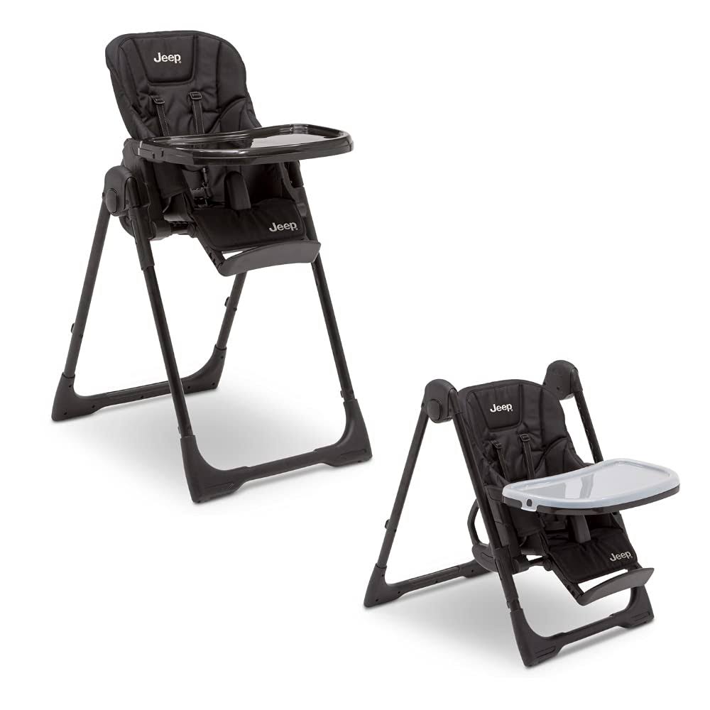 Jeep Classic Convertible 2-in-1 High Chair for Babies and Toddlers with Adjustable Height, Recline   Footrest   Dishwasher Safe Meal Tray, Midnight Black
