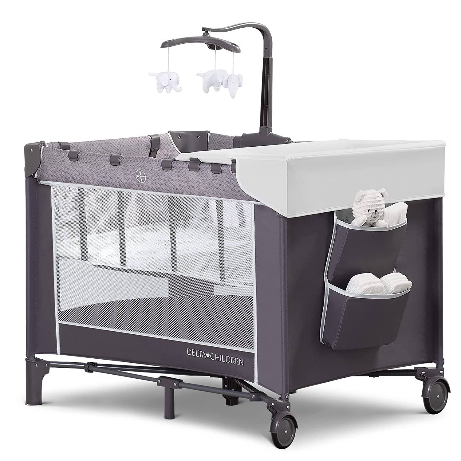 LX Deluxe Portable Baby Play Yard With Removable Bassinet and Changing Table, Eclipse