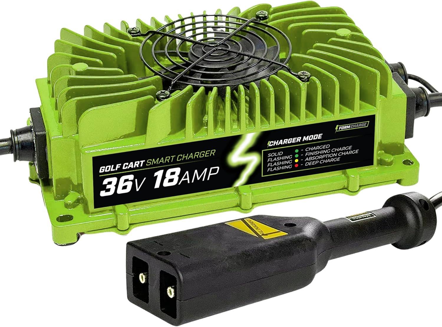 FORM 36 Volt Battery Charger with D Style Plug for EZGO TXT Golf Cart   36V 18AMP LiFePO4, Lead Acid (Lithium/Lead Acid D-Style Plug)