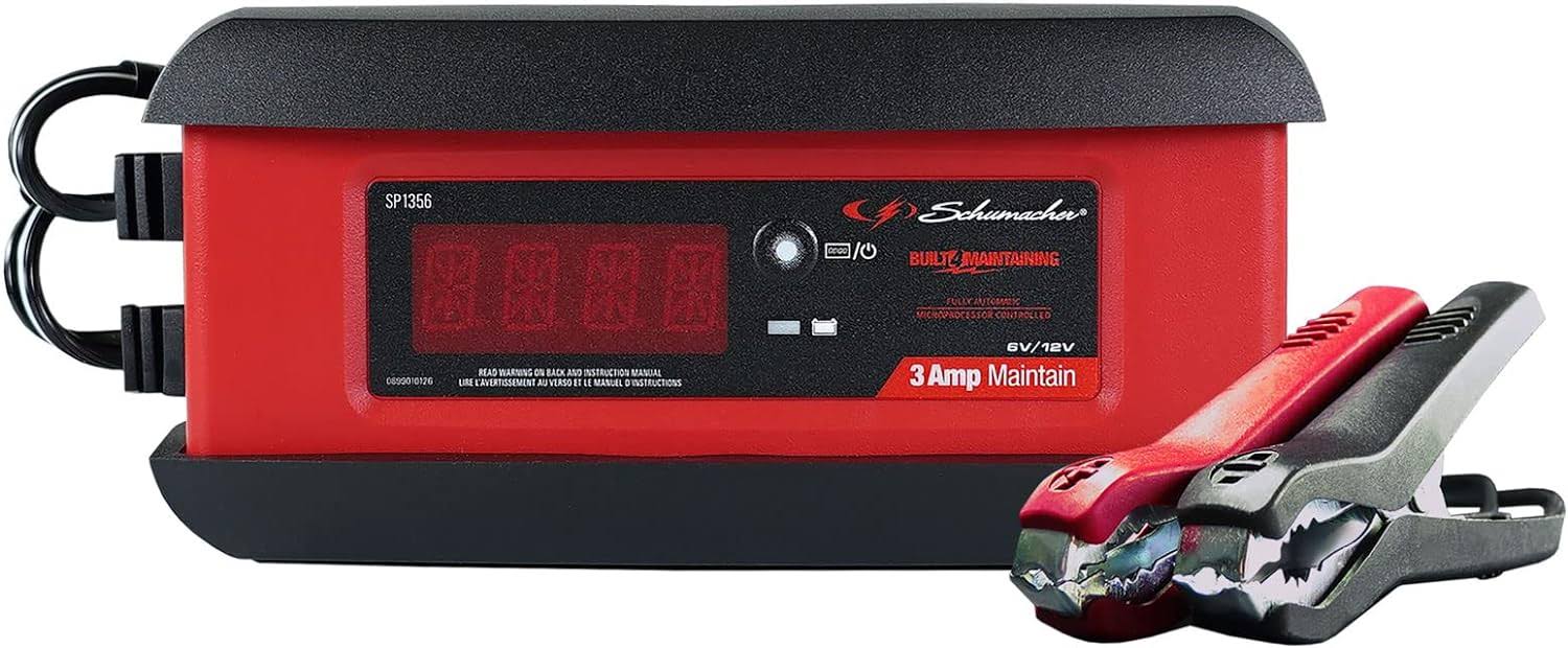 SP1356 Fully Automatic Battery Charger, Maintainer, and Auto Desulfator   3 Amp, 6/12V   For Cars, Motorcycles, Lawn Tractors, Power Sports
