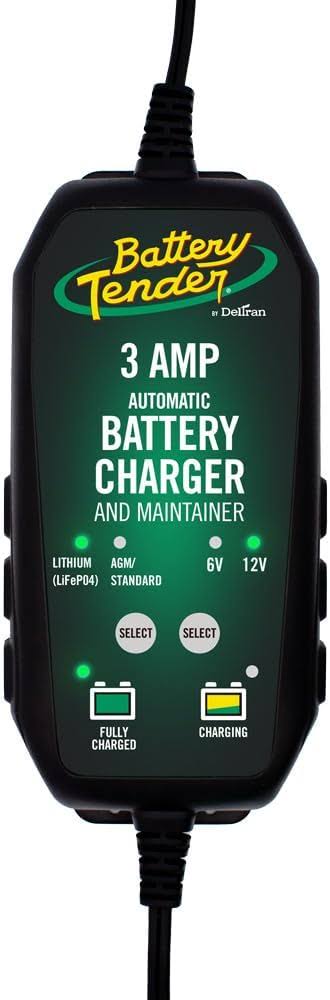 Battery Tender 3 AMP Battery Charger and Maintainer   Automotive Switchable 12V or 6V Smart Fully Automatic for Cars SUVs and Trucks   Lead Acid   Lithium Battery Charger   022-0202-COS