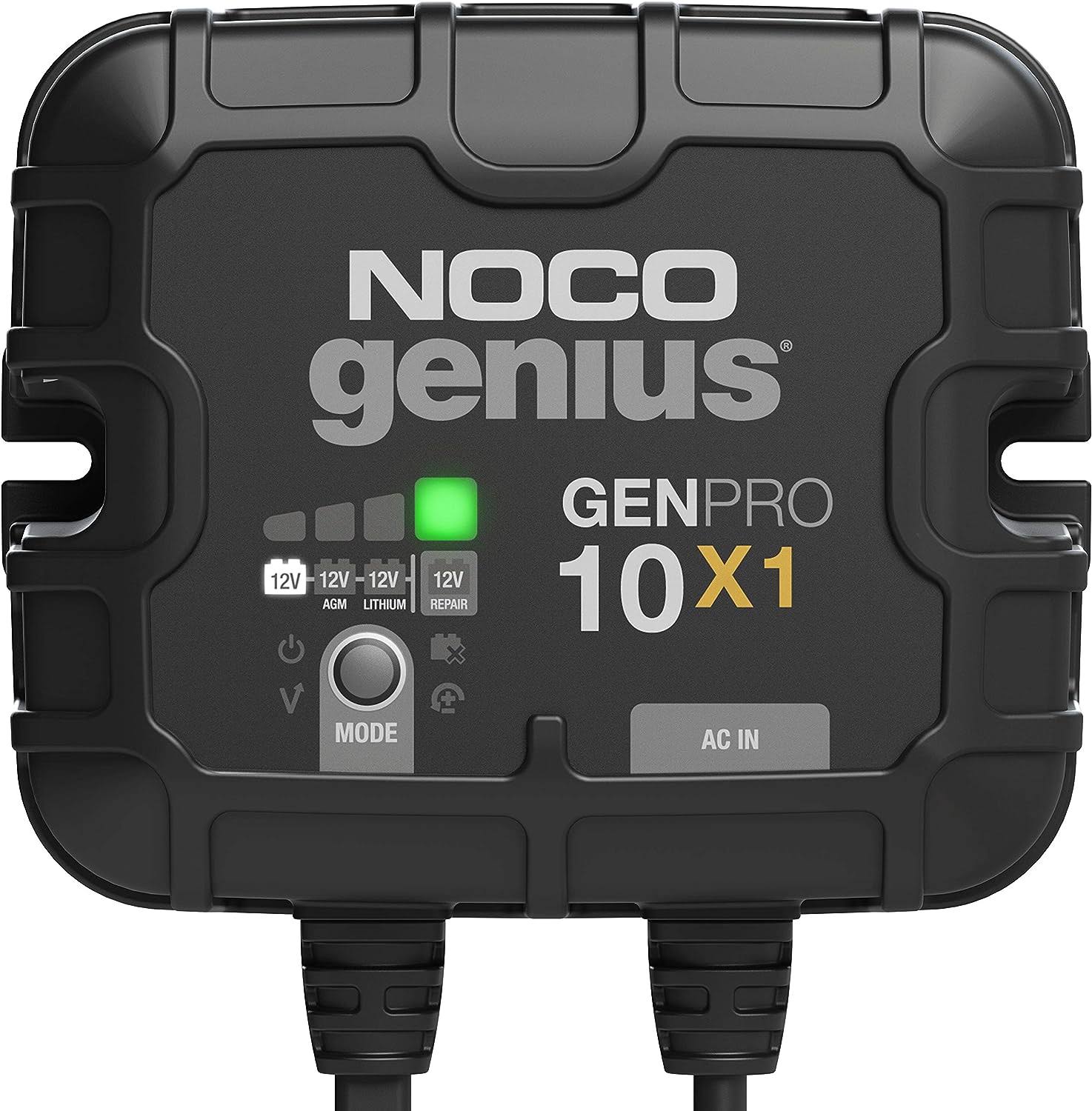 Genius GENPRO10X1, 1-Bank, 10A (10A/Bank) Smart Marine Battery Charger, 12V Waterproof Onboard Boat Charger, Battery Maintainer and Desulfator for AGM, Lithium (LiFePO4) and Deep-Cycle Batteries