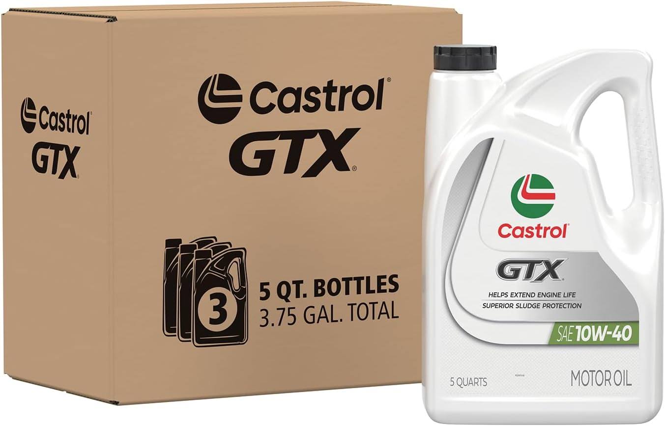 Castrol GTX 10W-40 Conventional Motor Oil, 5 Quarts, Pack of 3