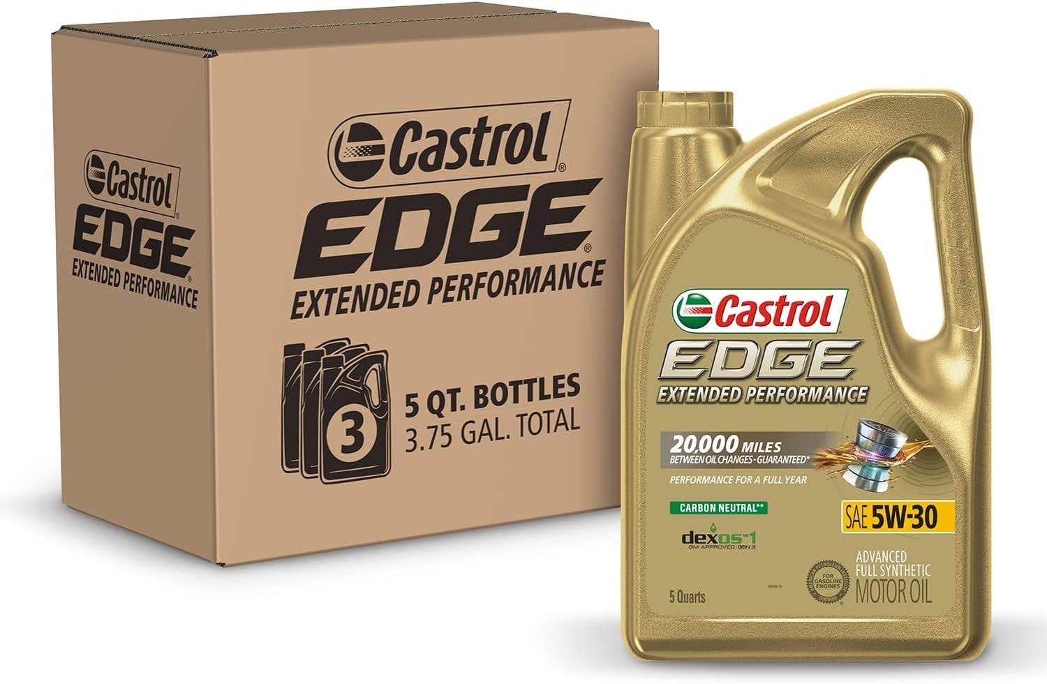 Castrol Edge Extended Performance 5W-30 Advanced Full Synthetic Motor Oil, 5 Quarts, Pack of 3
