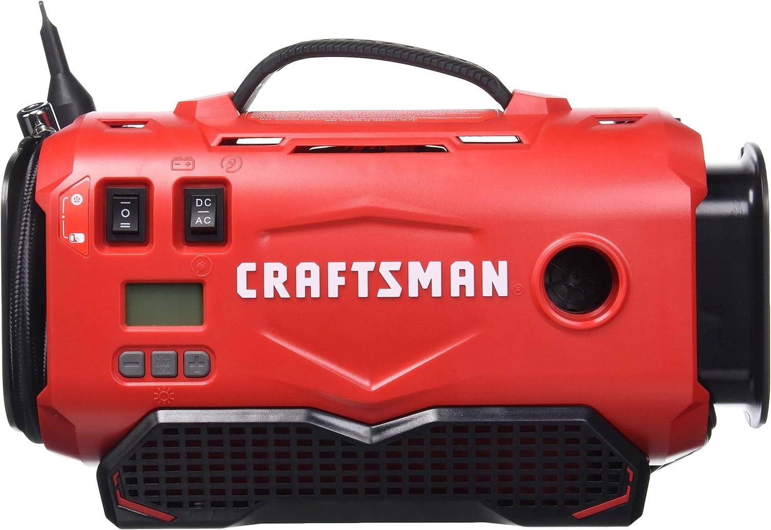 CRAFTSMAN V20 Tire Inflator, Compact and Portable, Automatic Shut Off, Digital PSI Gauge, Bare Tool Only (CMCE520B), Red