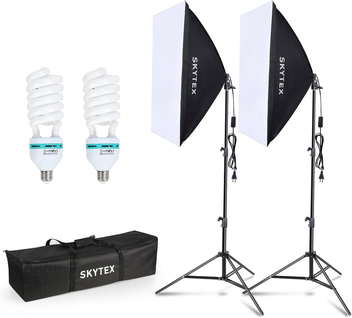 Skytex Softbox Lighting Kit, skytex Continuous Photography Lighting Kit with 2x20x28in Soft Box | 2x135W 5500K E27 Bulb, Photo Studio Lights Equipment for Camera Shooting, Video Recording