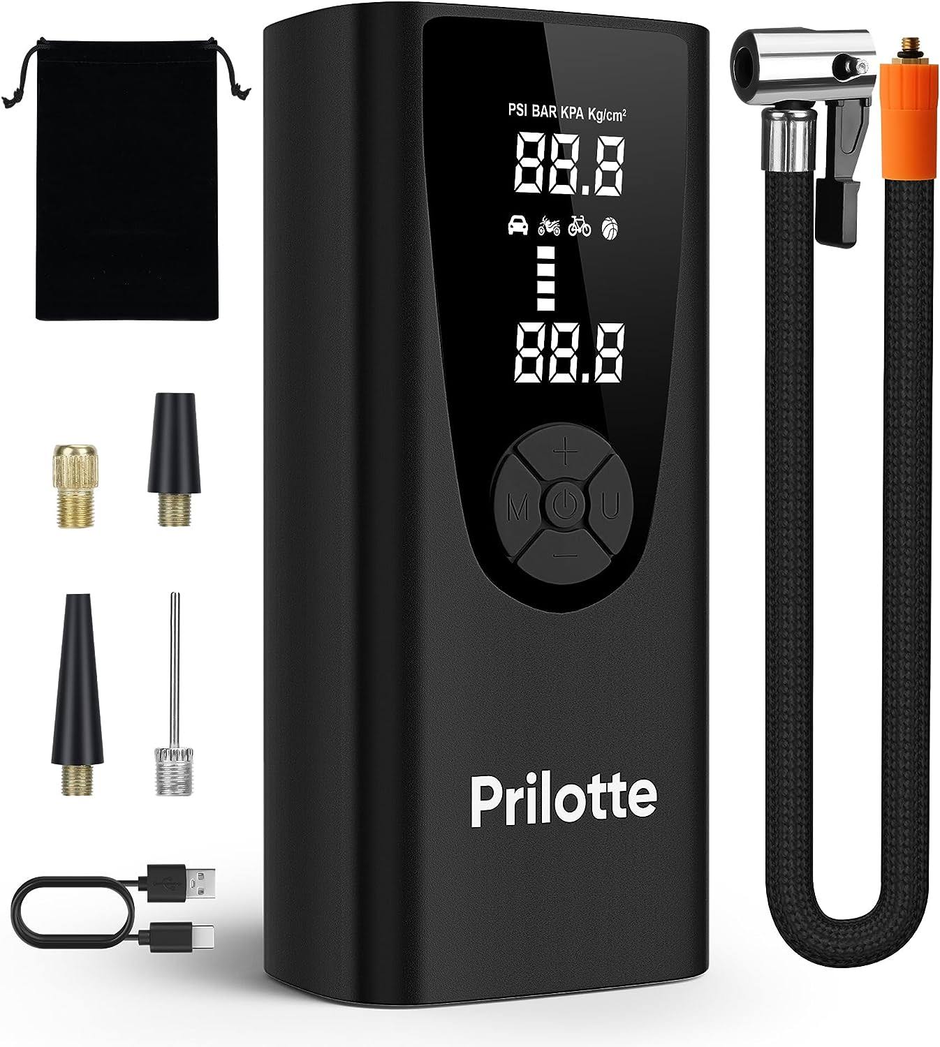 Tire Inflator Portable Air Compressor-Upgrade 20000 mAh Air Pump for Car Tires-150 PSI Electric Tire Inflation-Cordless Tire Pump with Pressure Gauge Emergency Light for Car, Motor, Bike, Ball, Black