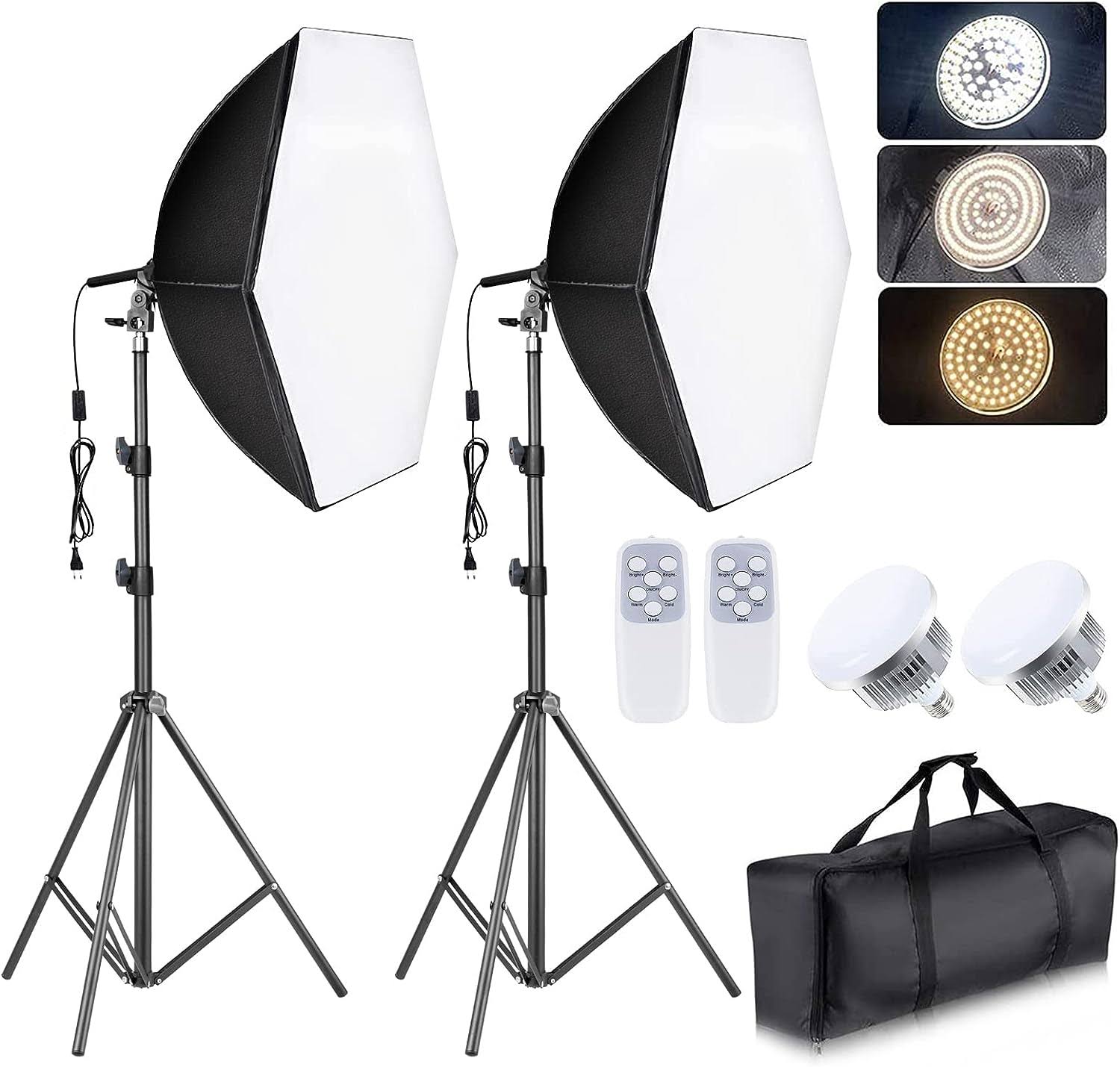Torjim Softbox Lighting Kit, 30 X30  Professional Photography Lighting Kit for Filming Model Portrait Product Fashion Photography, Continuous Lighting Kit for Video Recording, Portraits Shooting