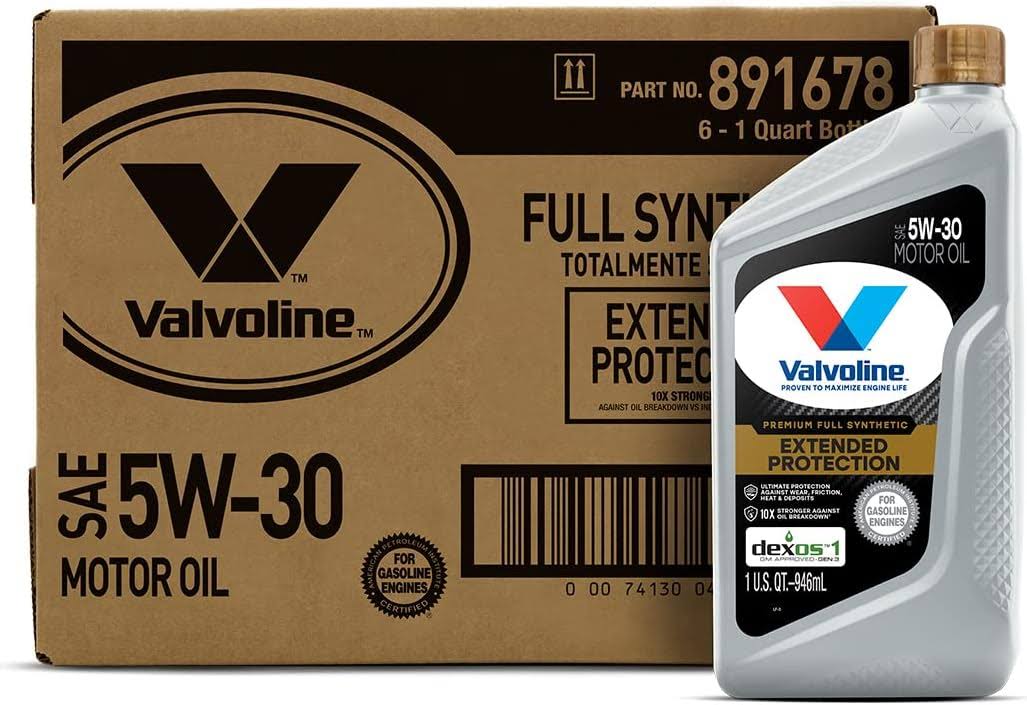 Valvoline Extended Protection SAE Full Synthetic Motor Oil SAE 5W-30 1 QT, Case of 6