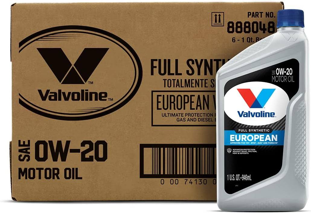 Valvoline European Vehicle Full Synthetic SAE 0W-20 Motor Oil 1 QT, Case of 6