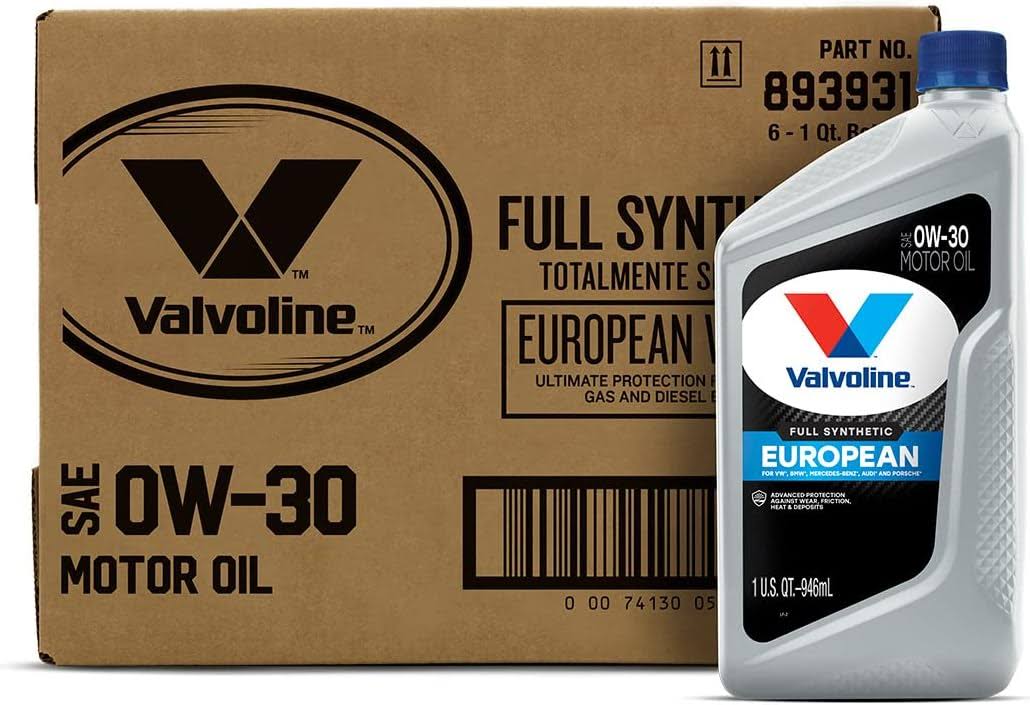 Valvoline European Vehicle Full Synthetic SAE 0W-30 Motor Oil 1 QT, Case of 6