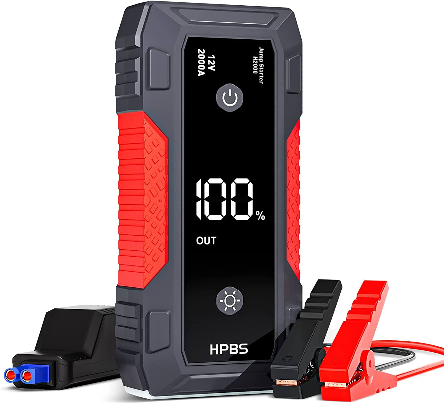 BS Jump Starter   2000A Jump Starter Battery Pack for Up to 8L Gas and 6.5L Diesel Engines, 12V Portable Car Battery Jump Starter Box with 3.0  LCD Display (Red)