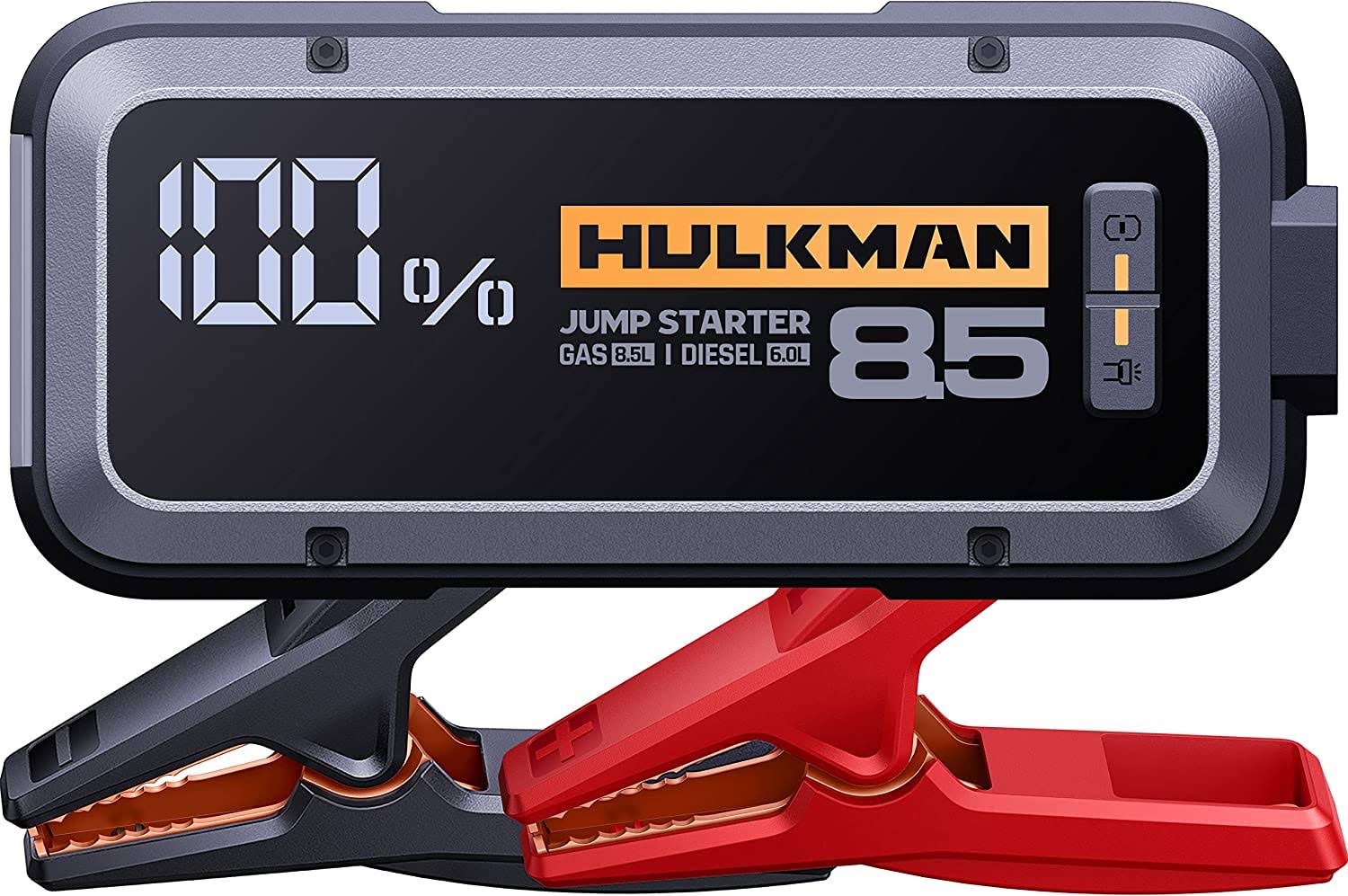 HULKMAN Alpha85 Smart Jump Starter 2000 Amp 20000mAh Car Starter for up to 8.5L Gas and 6L Diesel Engines with Boost Function for Totally Dead Battery 12V Lithium Portable Car Battery Booster Pack