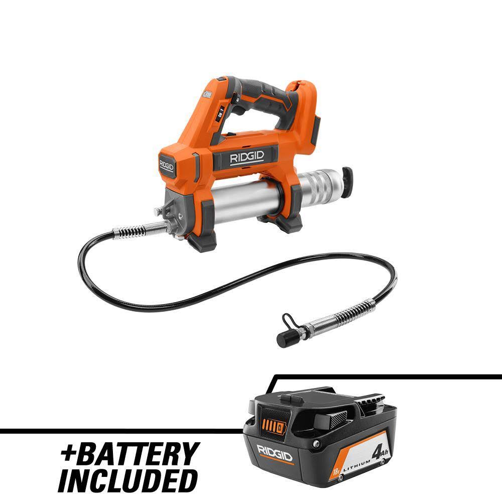 RIDGID R860445B-AC87004 18V Cordless Grease Gun with 18V Lithium-Ion 4.0 Ah Battery