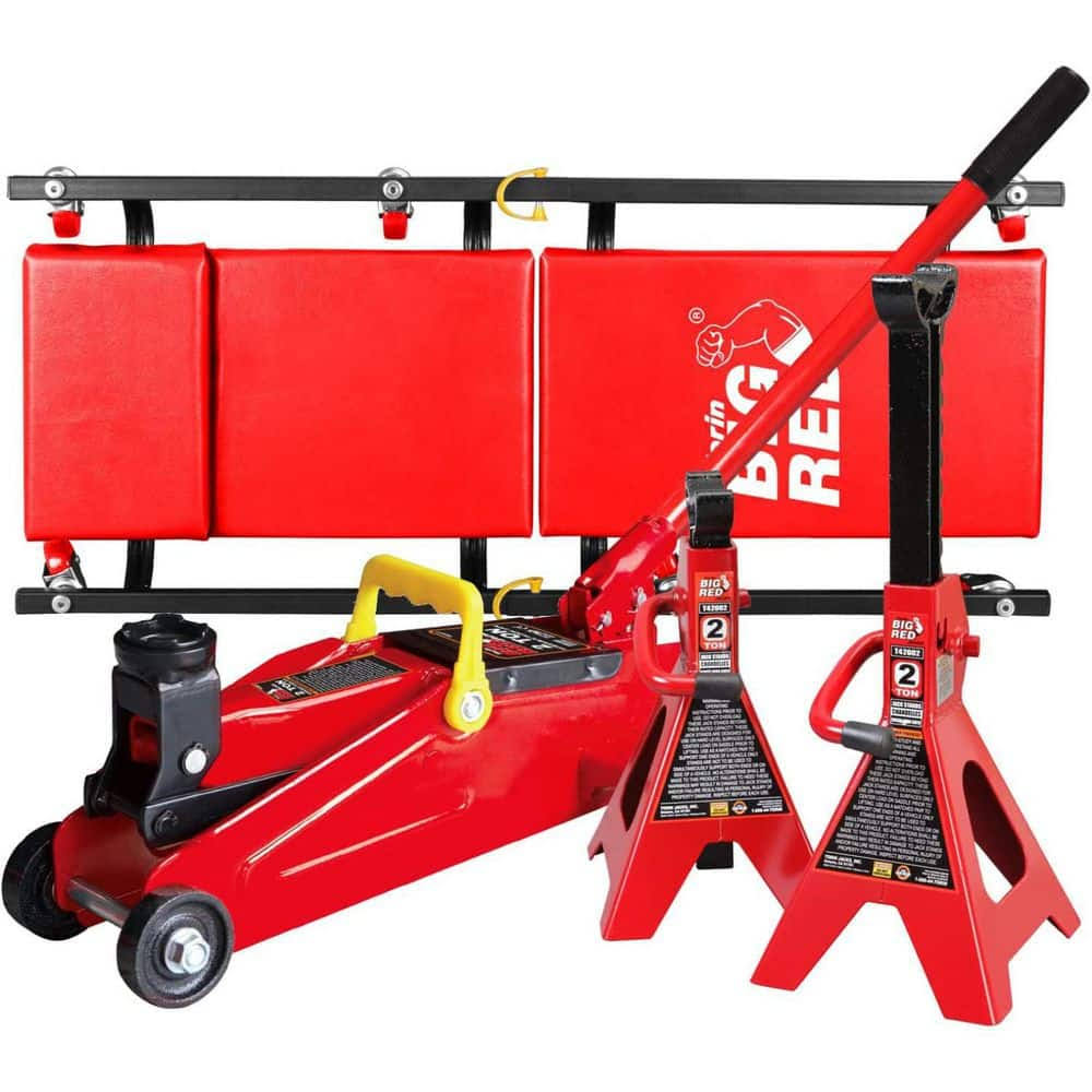 T82040 2-Ton Trolley Floor Jack with 2-Ton Jack Stands and Shop Creeper