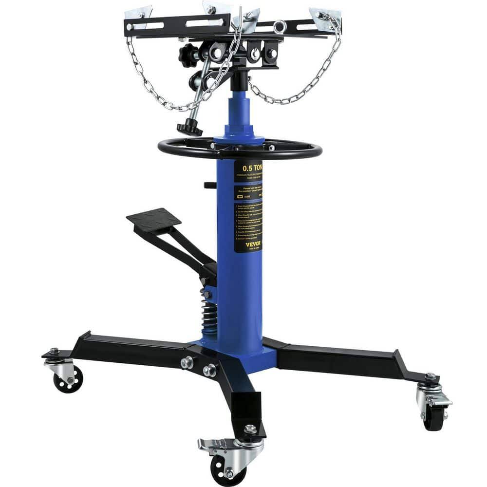 MSDGYYCDQJ05T7RKDV0 Transmission Jack 1100 lbs. Hydraulic Telescopic Floor Jack Stand 2-Stage w/ Foot Pedal 360-Degree Wheel for Garage Shop