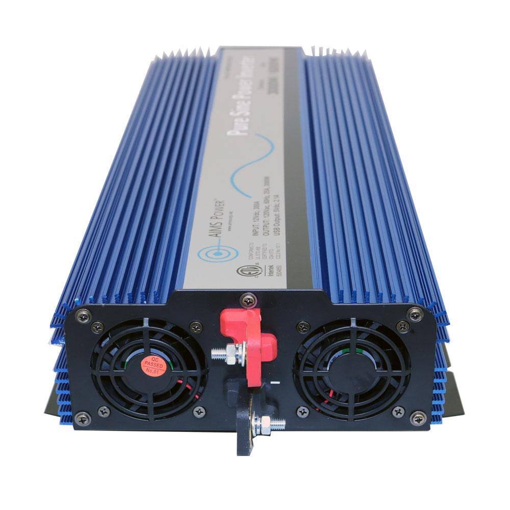 AIMS POWER PWRI200012120S 2,000 Pure Sine Inverter 12-Volt DC to 120-Volt AC ETL Listed to UL 458