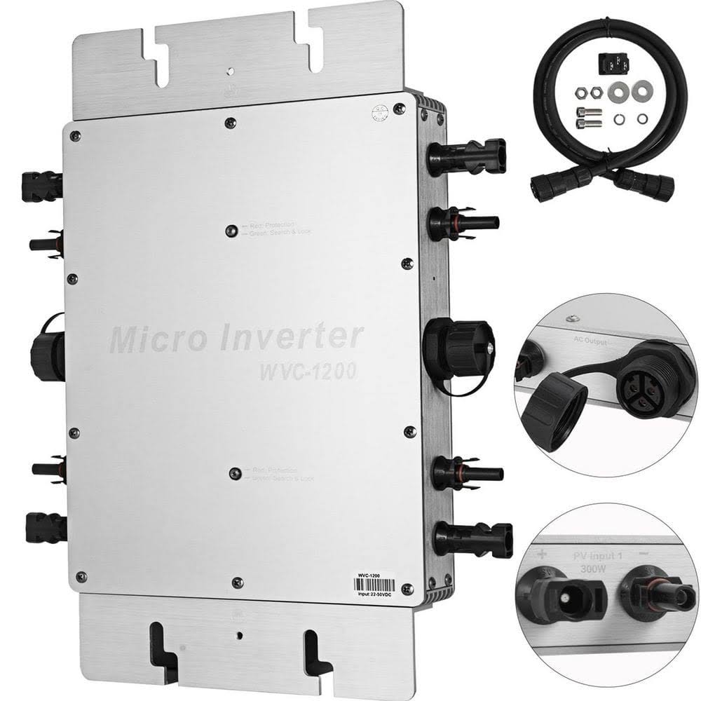 NBQ1.2KW-110VWXBWV0 Solar Grid Tie Inverter 1200-Watt Micro Power Converter DC 54-Volt to AC110-Volt MPPT Waterproof for Household Appliance