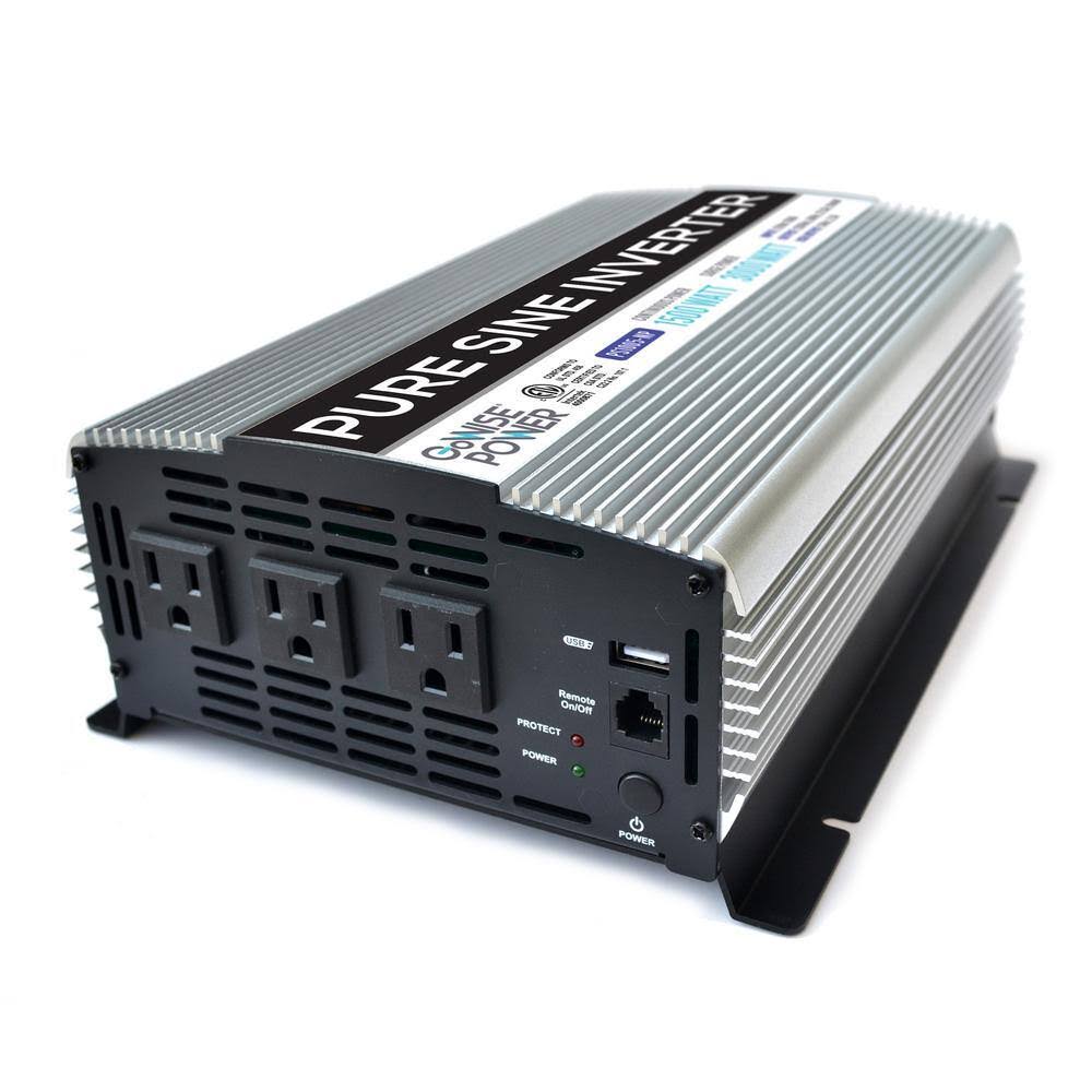 GoWISE USA PS1005 1,500-Watt Continuous/3,000-Watt Peak Pure Sine Wave Inverter